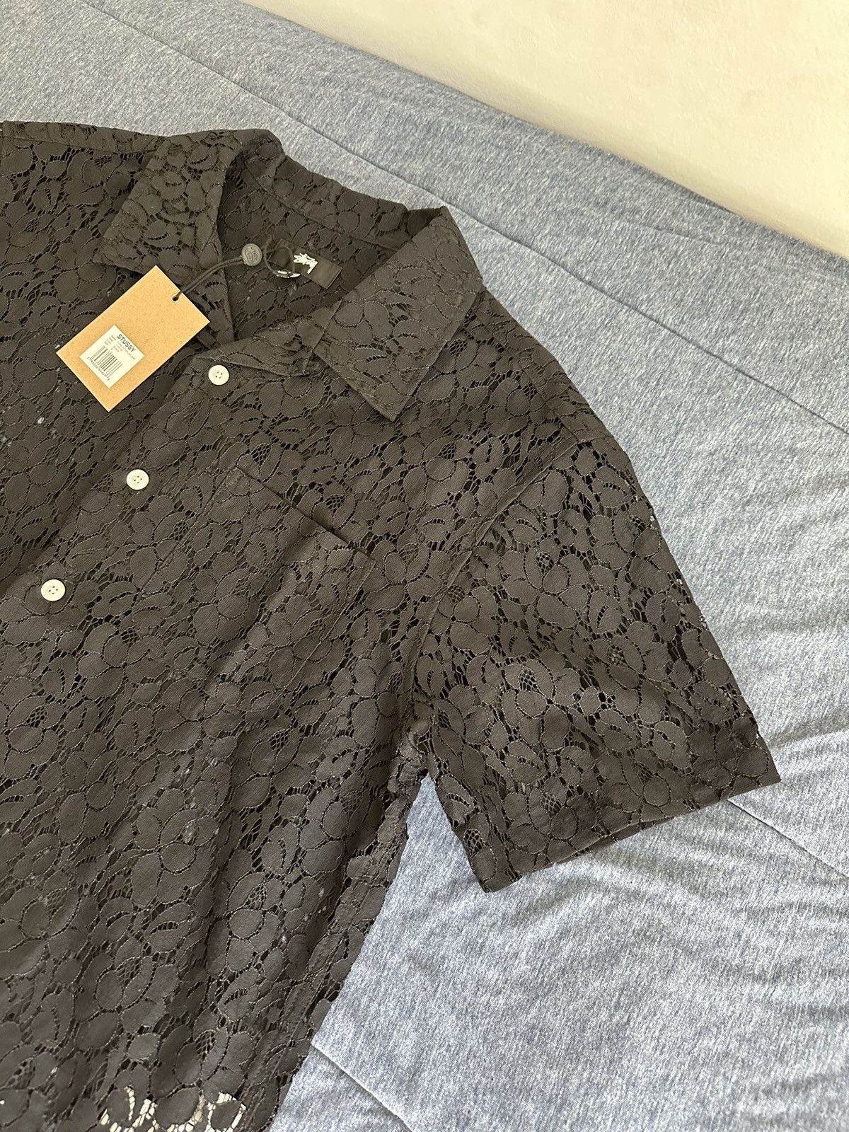 Stussy Stussy SS21 Floral Pattern Lace Shirt Black | Grailed