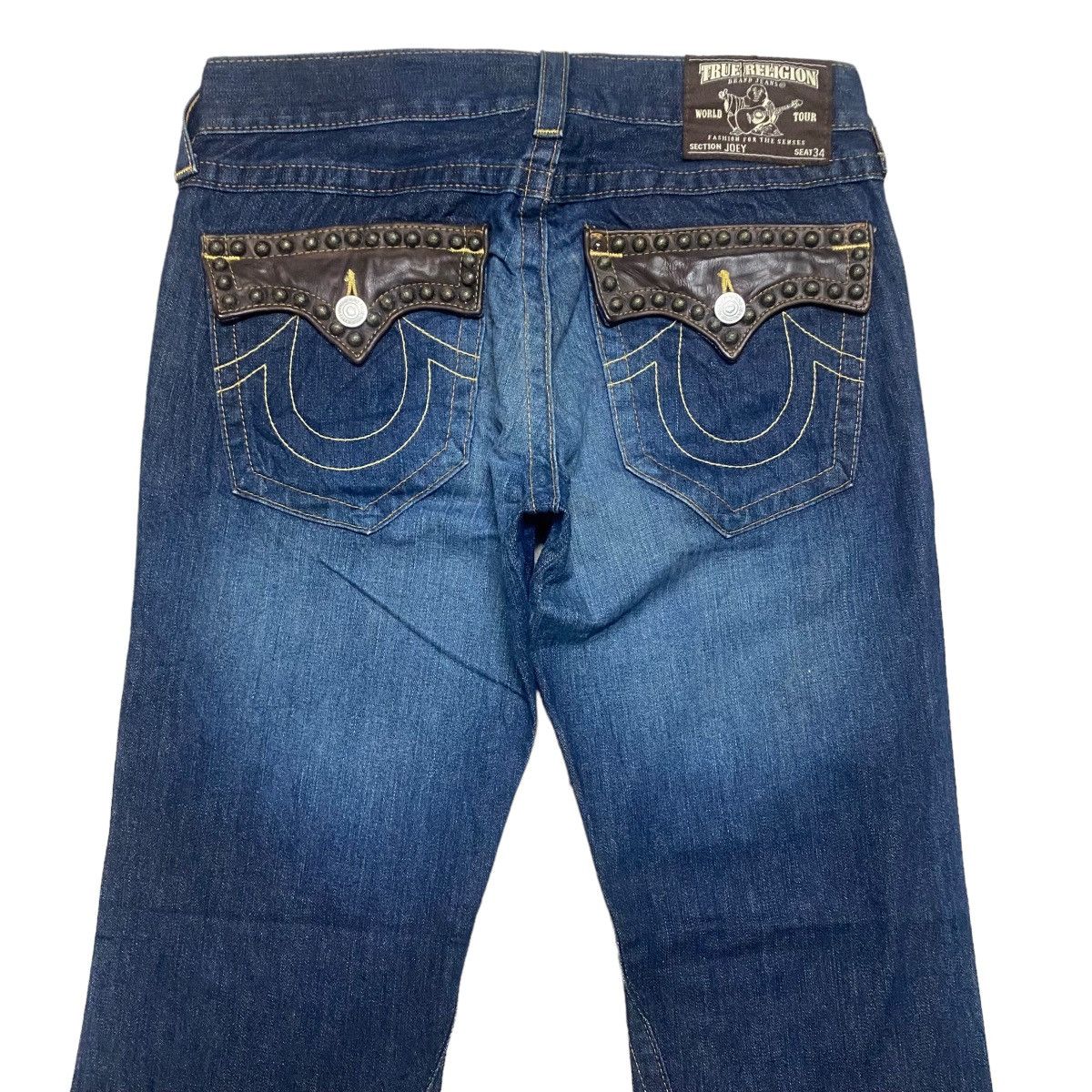 True Religion Vintage True Religion Joey Leather Flap Denim Flare Jeans Size US 31 - 9 Thumbnail