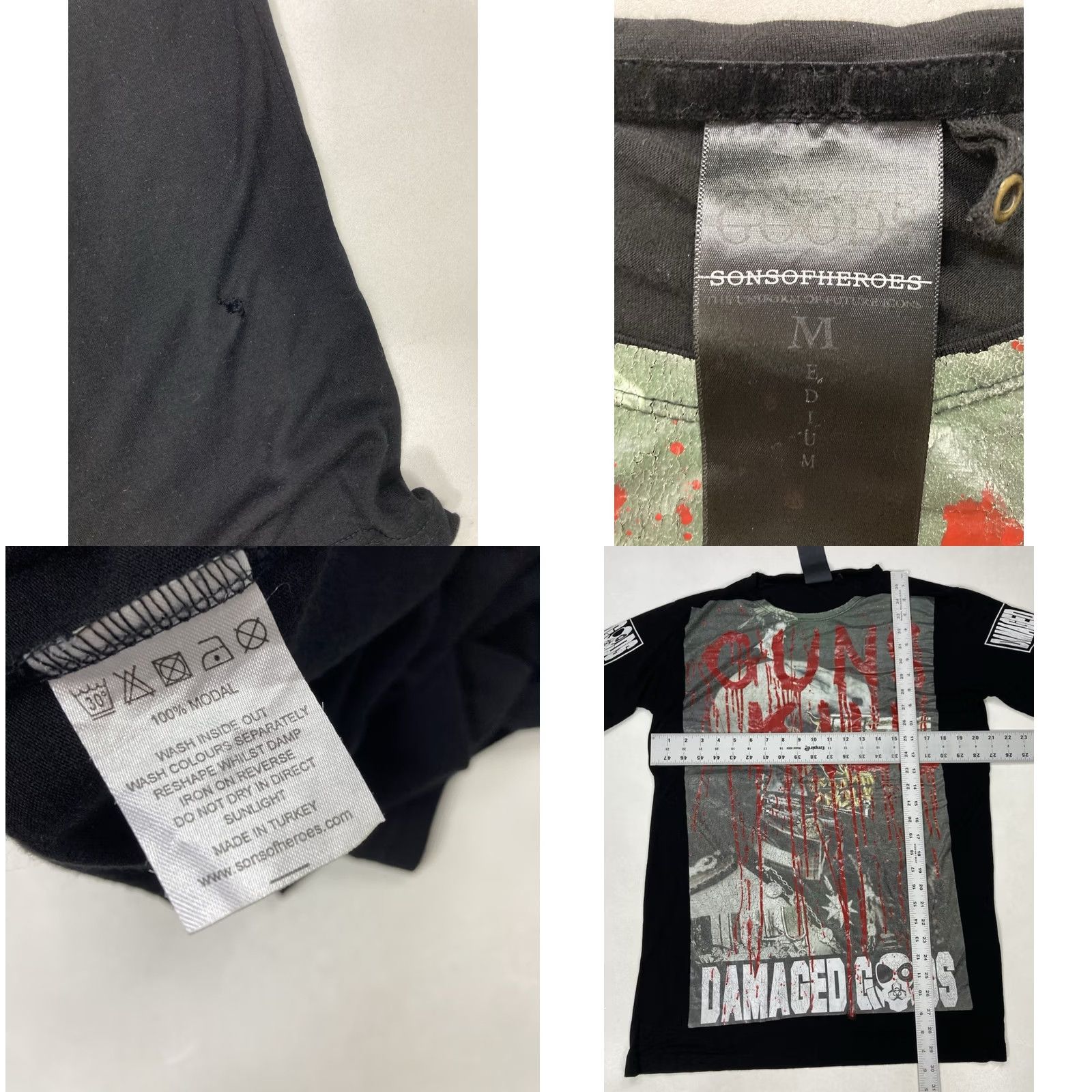 Vintage Damaged Goods Guns Kill Graphic T-shirt Men Medium Black Shirt Mens Size US M / EU 48-50 / 2 - 8 Thumbnail