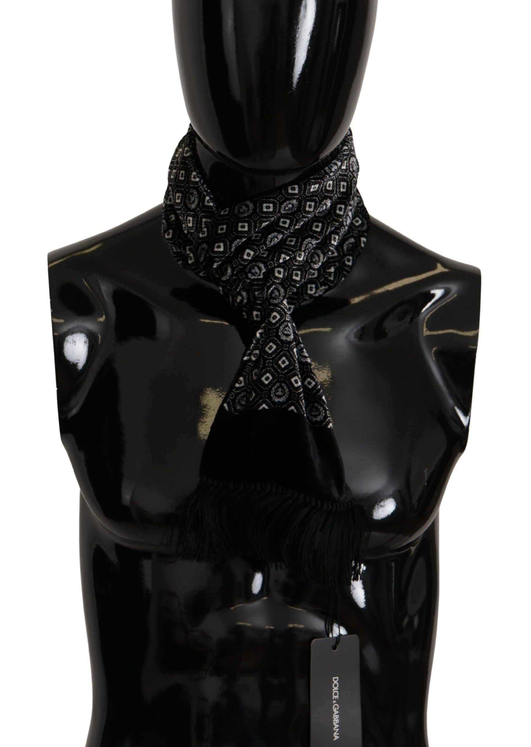 Dolce & Gabbana Elegant Black Geometric Silk Blend Men's Scarf Size ONE SIZE - 1 Thumbnail