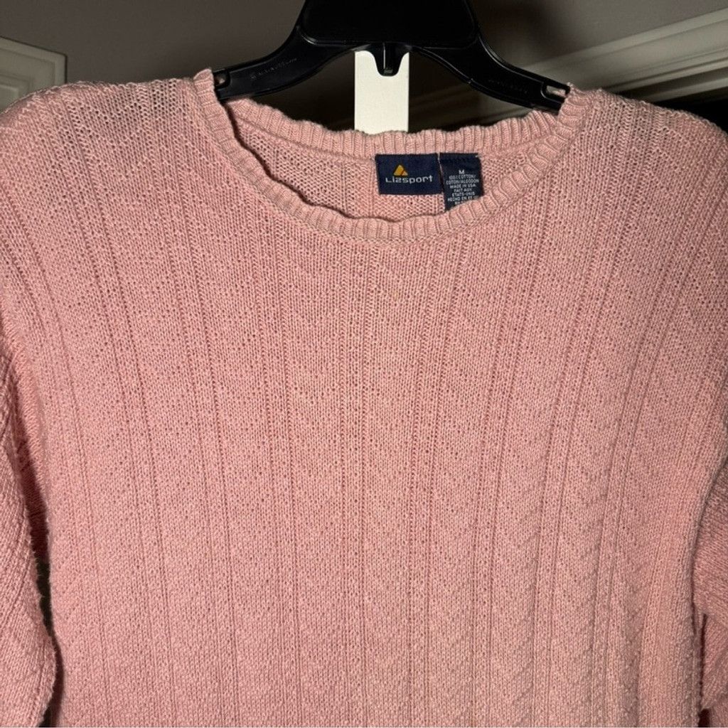 Other Vintage Liz Claiborne Lizsport Pink Cable Knit Crew Sweater Size M / US 6-8 / IT 42-44 - 3 Thumbnail