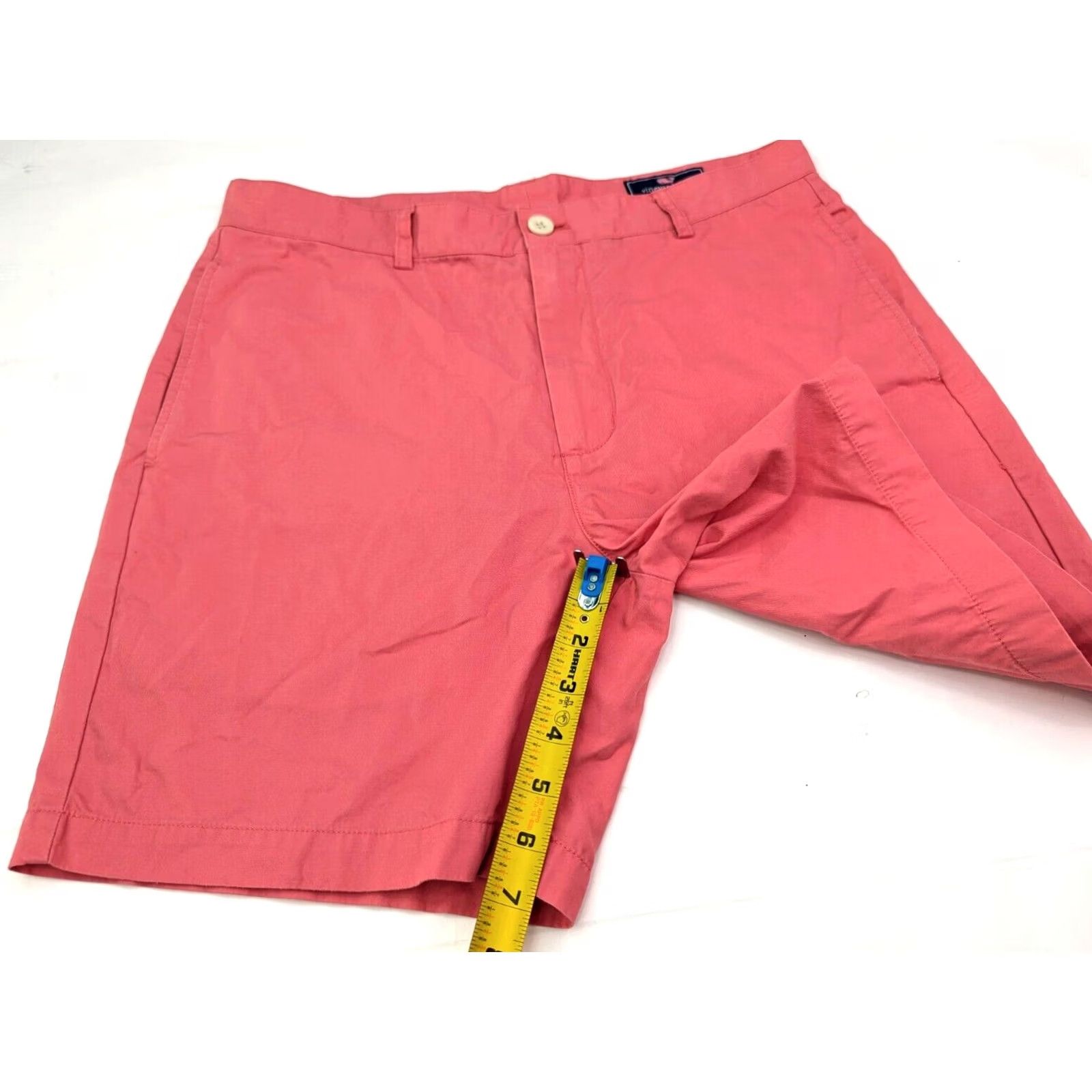 Vineyard Vines Vineyard Vines Club Chino Shorts Men 33 x 7 Salmon Red Pink Solid Flat Front Size US 33 - 3 Thumbnail