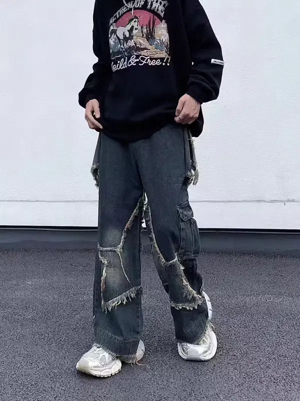 VIBE Vintage washed distressed star raw edge jeans Size US 32 / EU 48 - 5 Thumbnail
