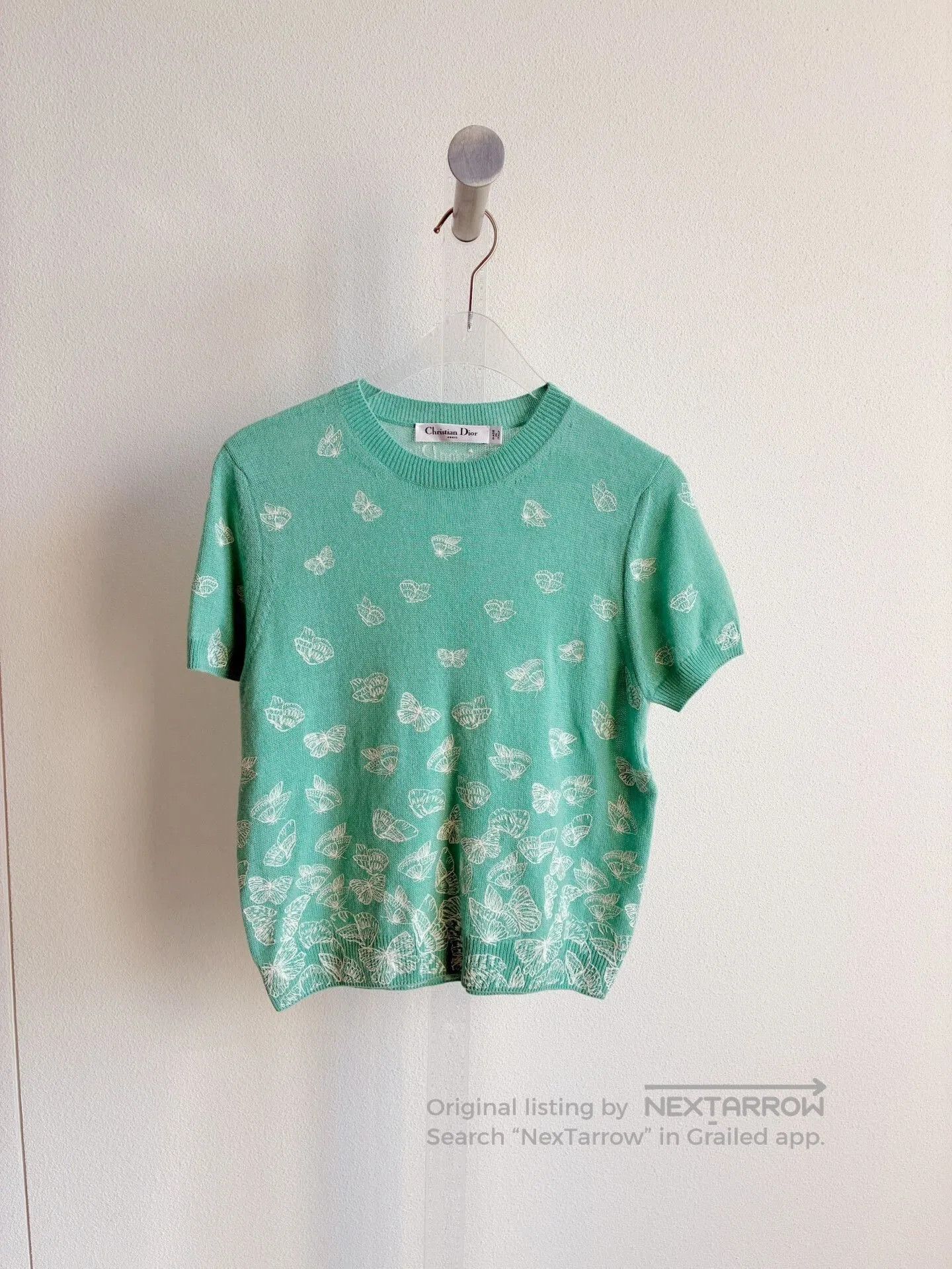 Dior Dior Mint Green Butterfly Embroidery Knit Top. Size XS / US 0-2 / IT 36-38 - 2 Thumbnail