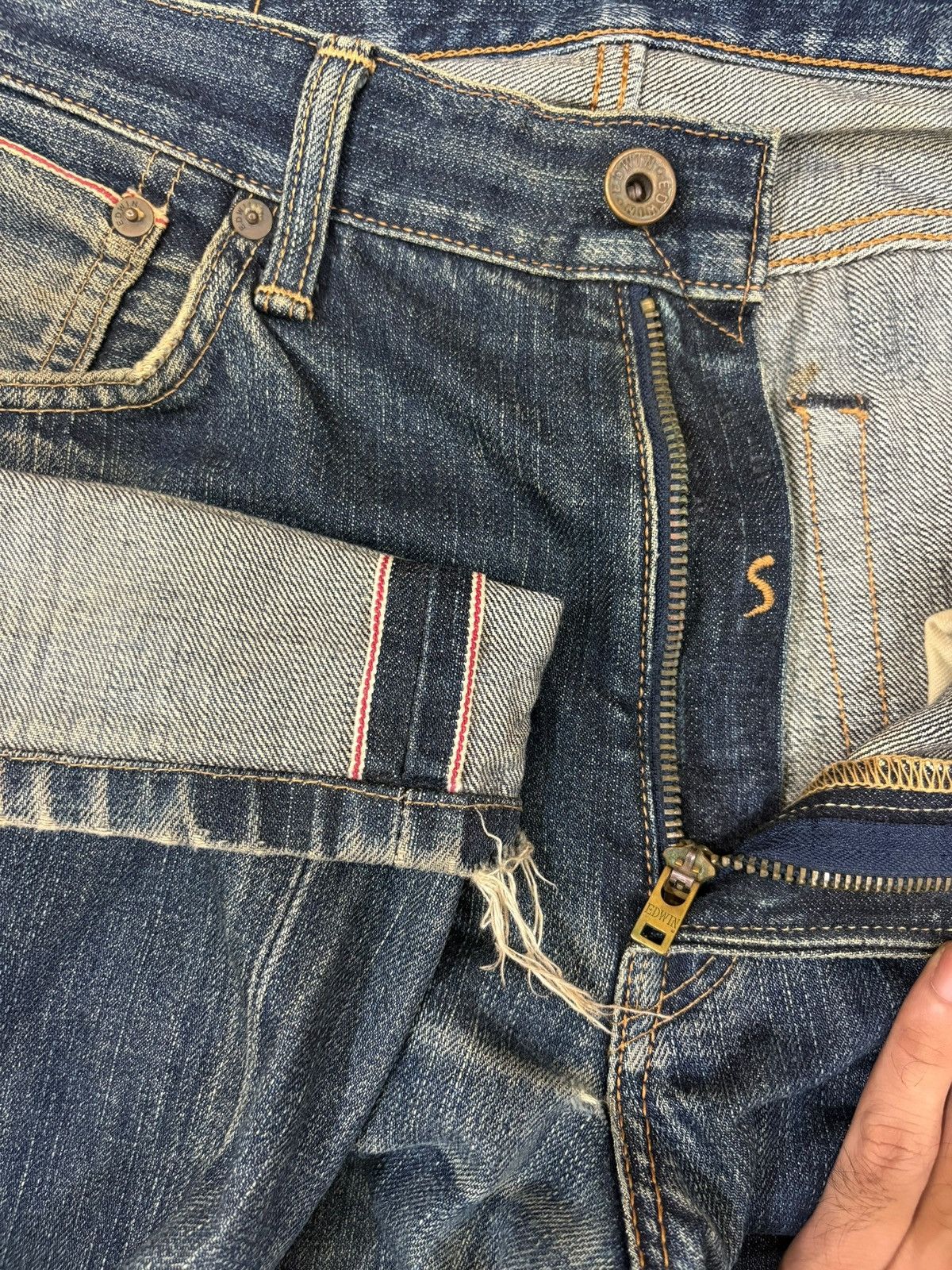 Edwin Vintage Edwin 505 Selvedge Mud Wash Loose Baggy Jeans Size US 31 - 10 Thumbnail