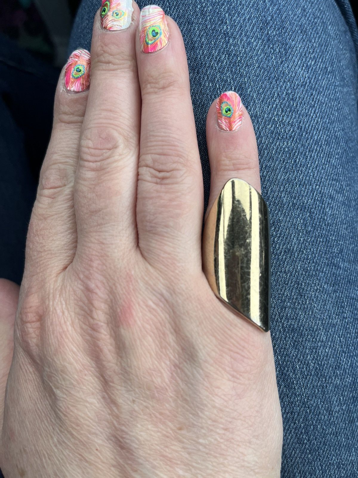 Other Gold Tone Modernist Armor Shield Knuckle Ring Statement Size ONE SIZE - 1 Thumbnail