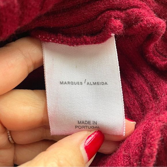 Marques'Almeida Marques Almeida Burgundy Ribbed Merino Wool Sweater - XS/S Size XS / US 0-2 / IT 36-38 - 8 Thumbnail