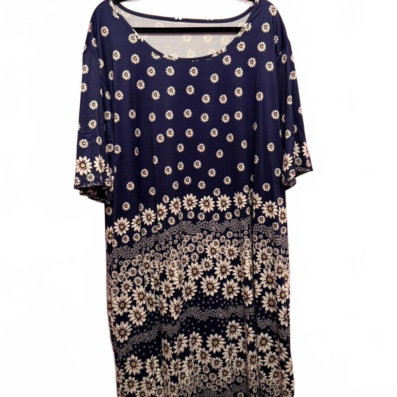 Designer Women's Floral Print Maxi Dress with Pockets Size 4XL / US 24-26 - 4 Thumbnail