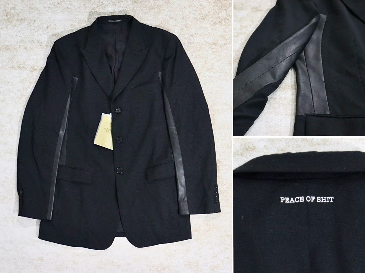 Yohji Yamamoto Yohji Yamamoto 09ss “Peace of shit” Leather Blazer Jacket Size 50S - 1 Thumbnail