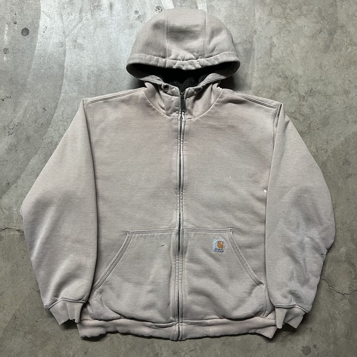 Carhartt × Carhartt Wip × Vintage Vintage Carhartt Distressed Sherpa-Lined Hoodie Sweater Size US L / EU 52-54 / 3 - 2 Thumbnail