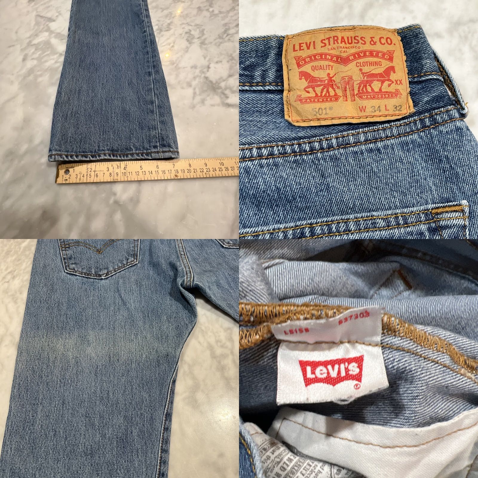 Levi's VINTAGE Levi’s 501 Jeans Men’s 34x32 Blue Denim Straight Leg Y2K Fade 5-Pocket Logo Classic Regular Waist 34 Inseam 30 USA 90s Theme Size US 34 / EU 50 - 9 Thumbnail