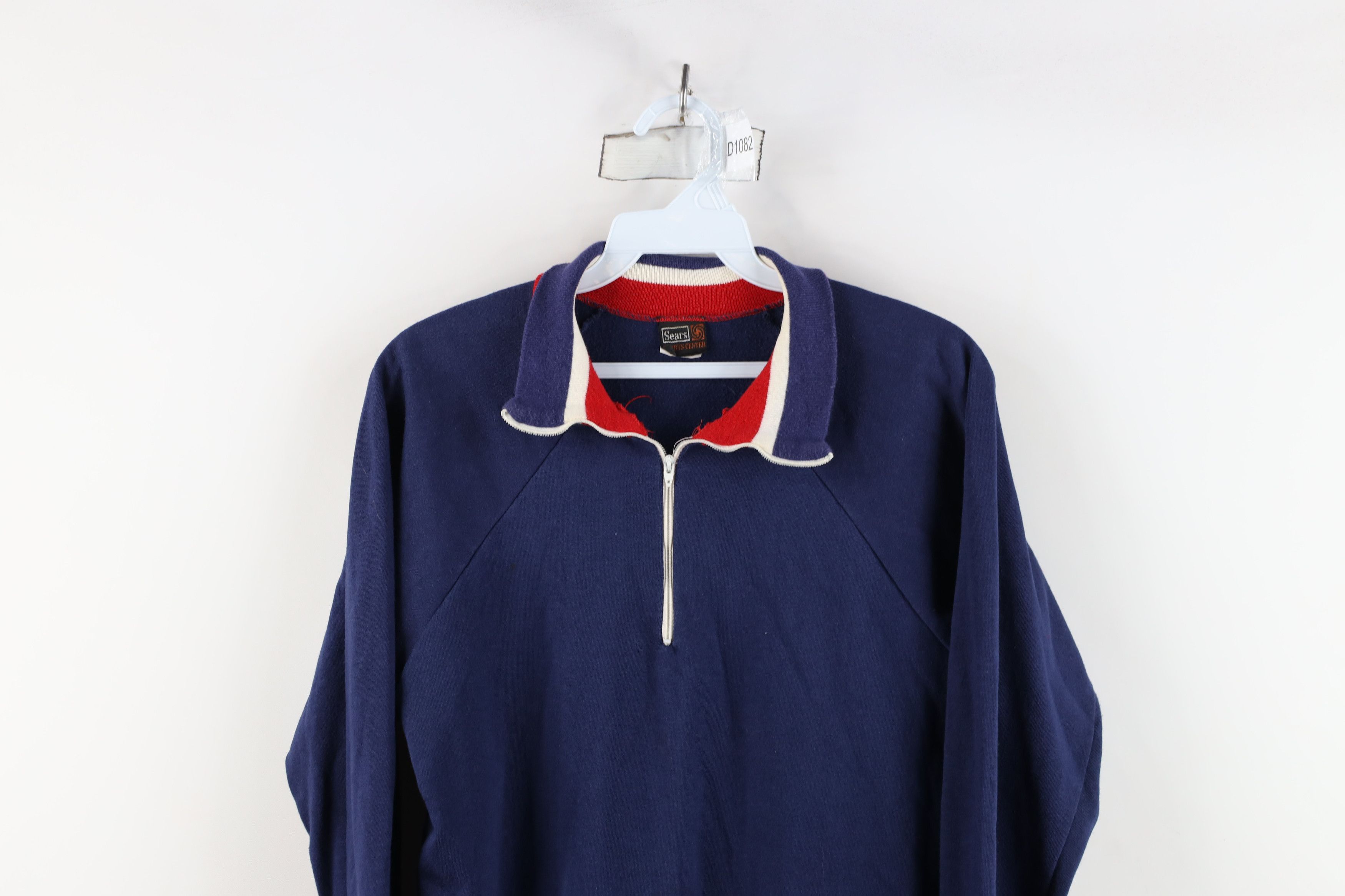 Vintage Vintage 70s Streetwear Striped Half Zip Sweatshirt USA Size US L / EU 52-54 / 3 - 2 Thumbnail