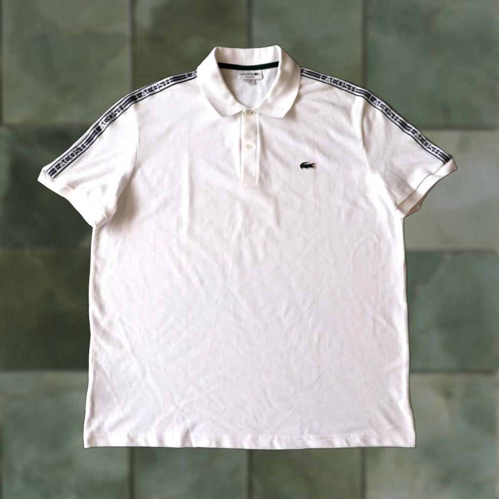 Lacoste Lacoste Polo White 2XL Regular Fit Logo Stripe Stretch Cotton Polo Mens XXl Shirt Polo White 2XL Mens Sports Tennis Shirt Size US XXL / EU 58 / 5 - 1 Thumbnail