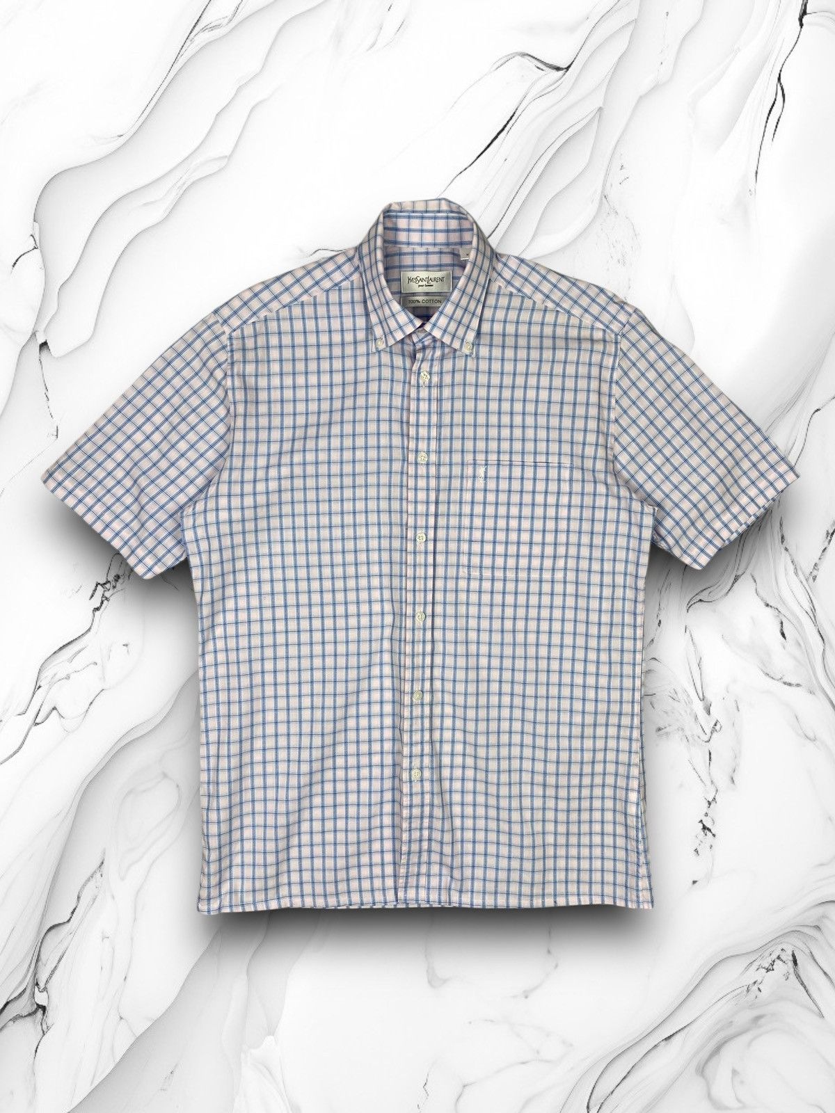 Yves Saint Laurent Vintage YSL Yves Saint Laurent Button Up Short sleeve Shirt Size US M / EU 48-50 / 2 - 1 Thumbnail