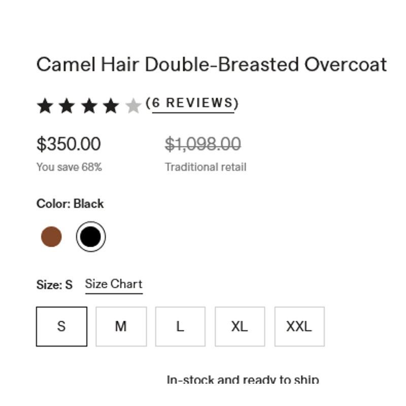 Quince Quince Camel Hair Double Breasted Overcost Black Size M NWOT Size US M / EU 48-50 / 2 - 6 Thumbnail
