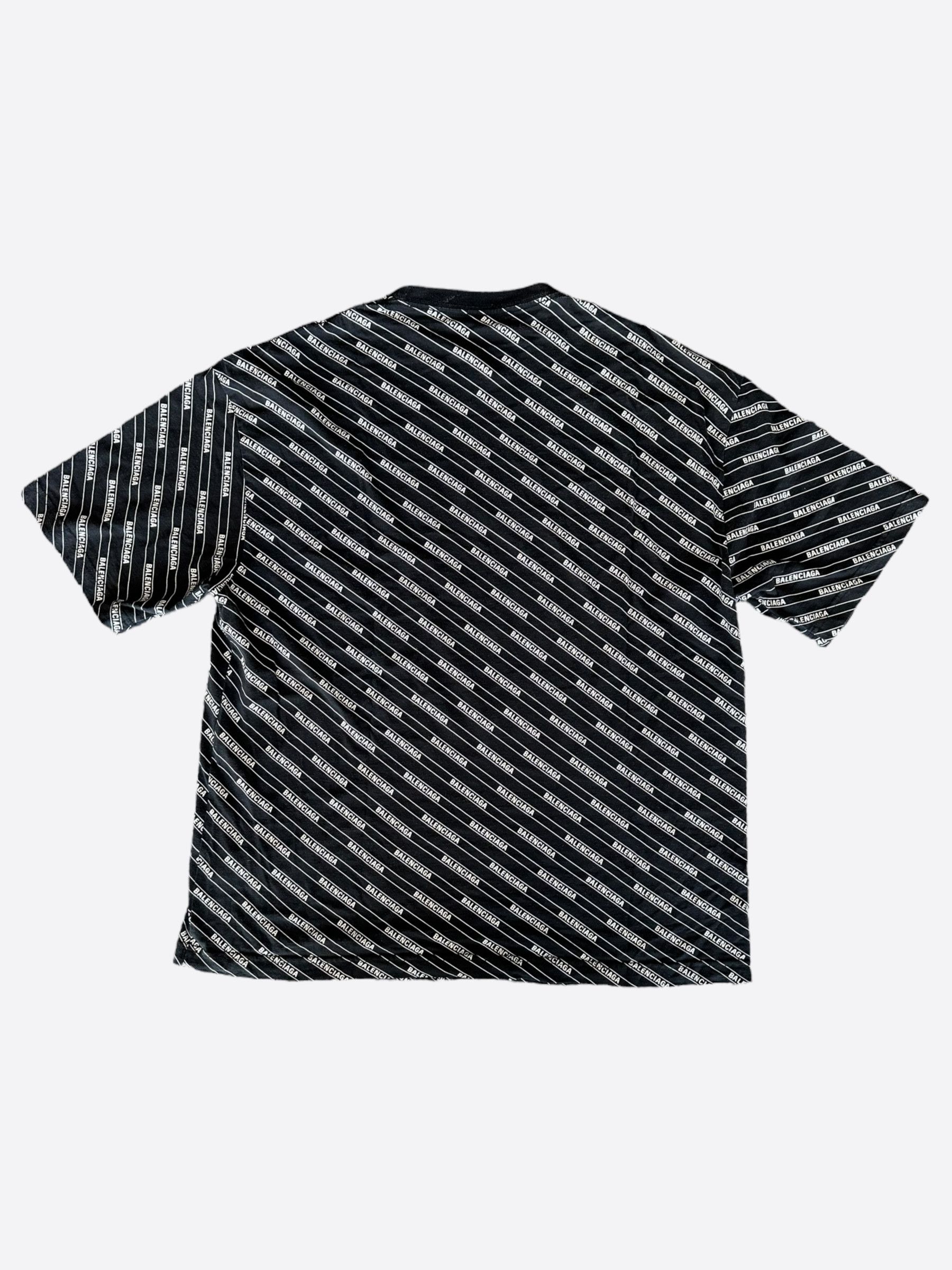 Balenciaga Balenciaga Black & White Logo Striped Shirt Size US M / EU 48-50 / 2 - 2 Thumbnail