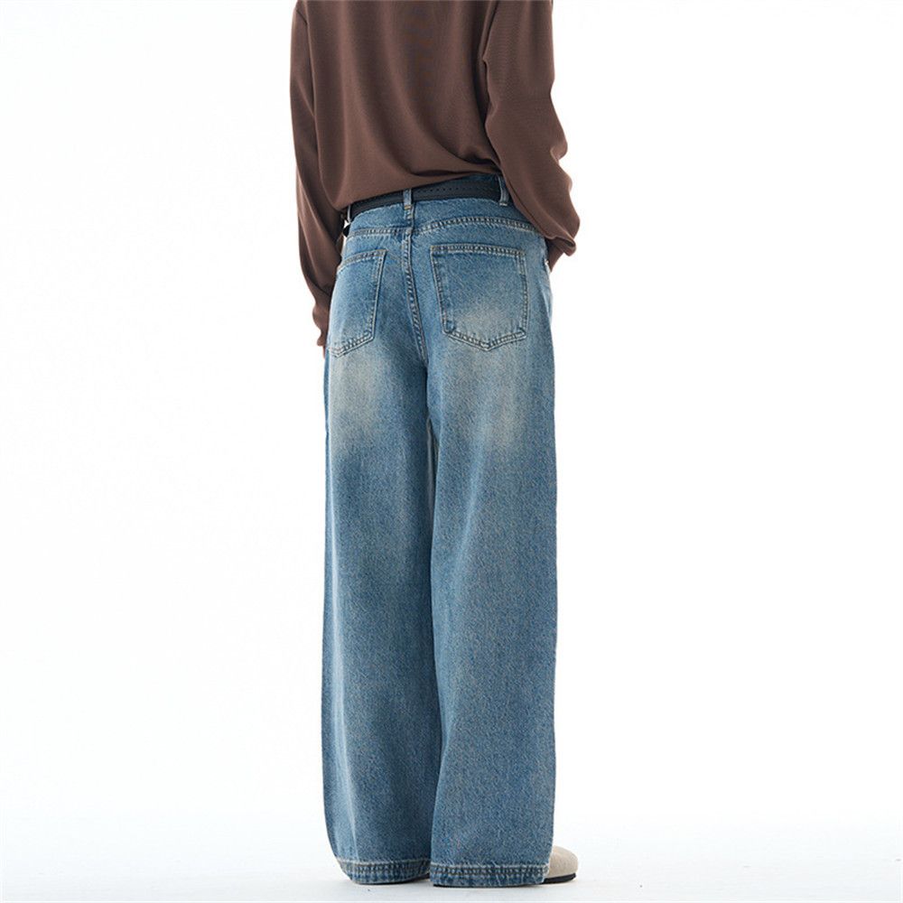 Japanese Brand Men's vintage washed distressed wide-leg straight jeans Size US 32 / EU 48 - 3 Thumbnail