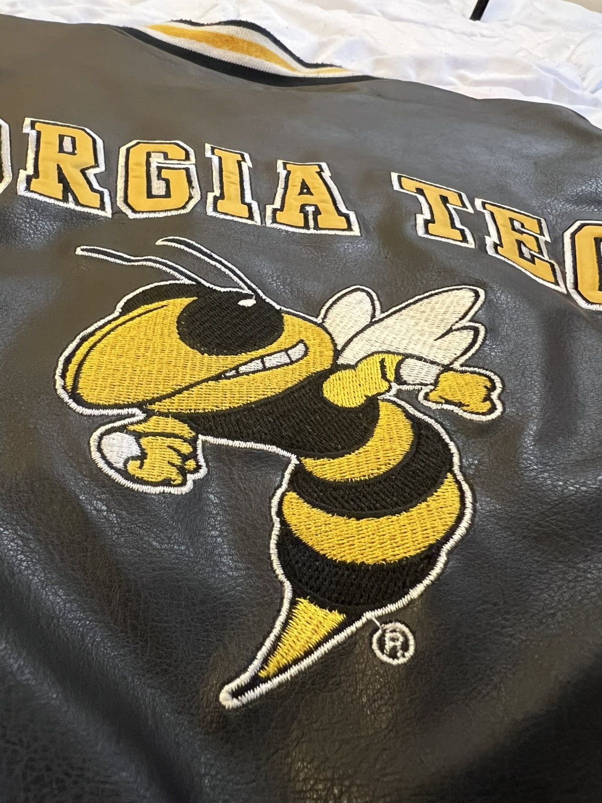 Steve And Barrys Georgia Tech University Steve & Barry Leather Bomber Jacket Size US L / EU 52-54 / 3 - 3 Thumbnail