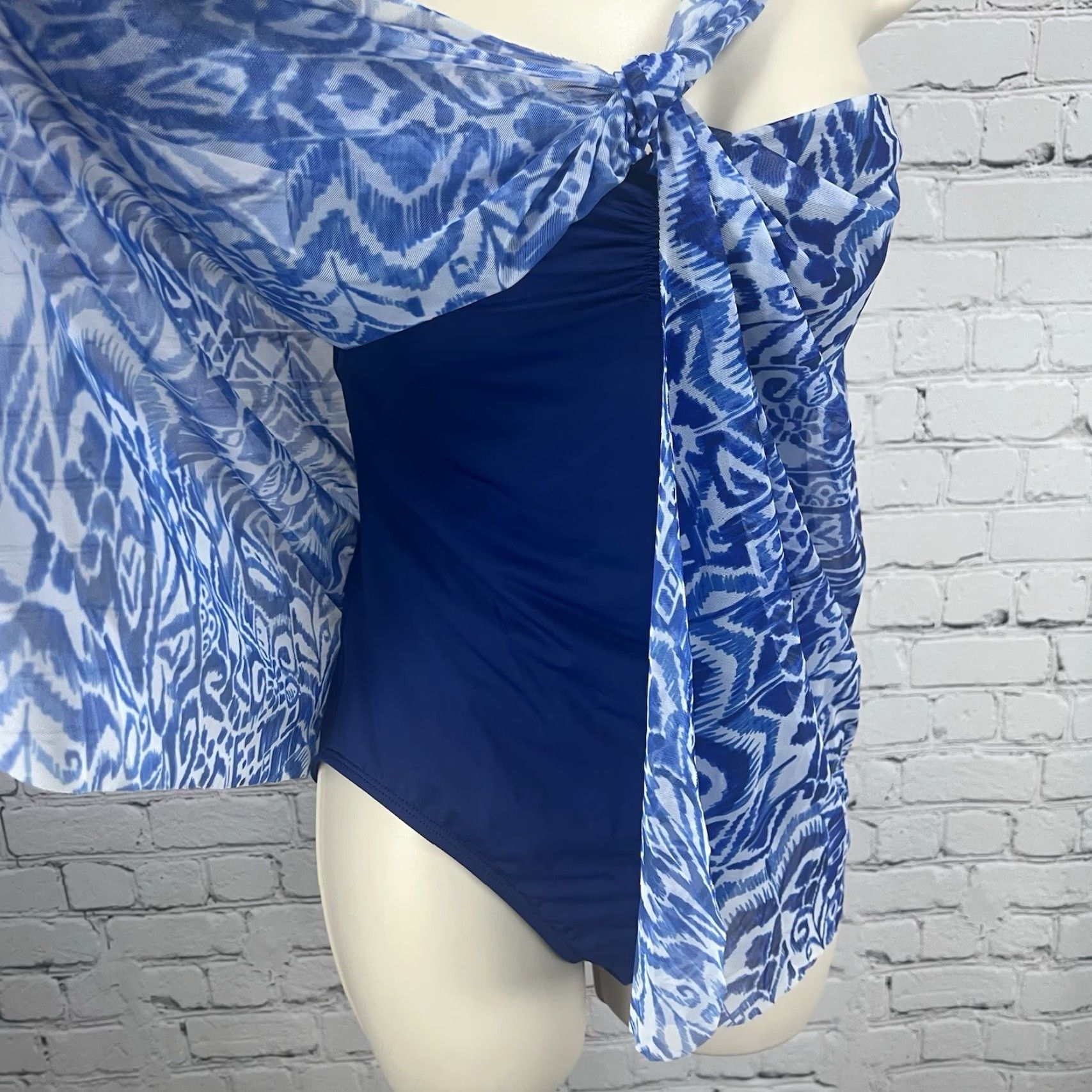 Ralph Lauren Lauren Ralph Lauren Blue Sheer Strapless One Piece Lightly Padded Swimsuit 8 Size ONE SIZE - 4 Thumbnail