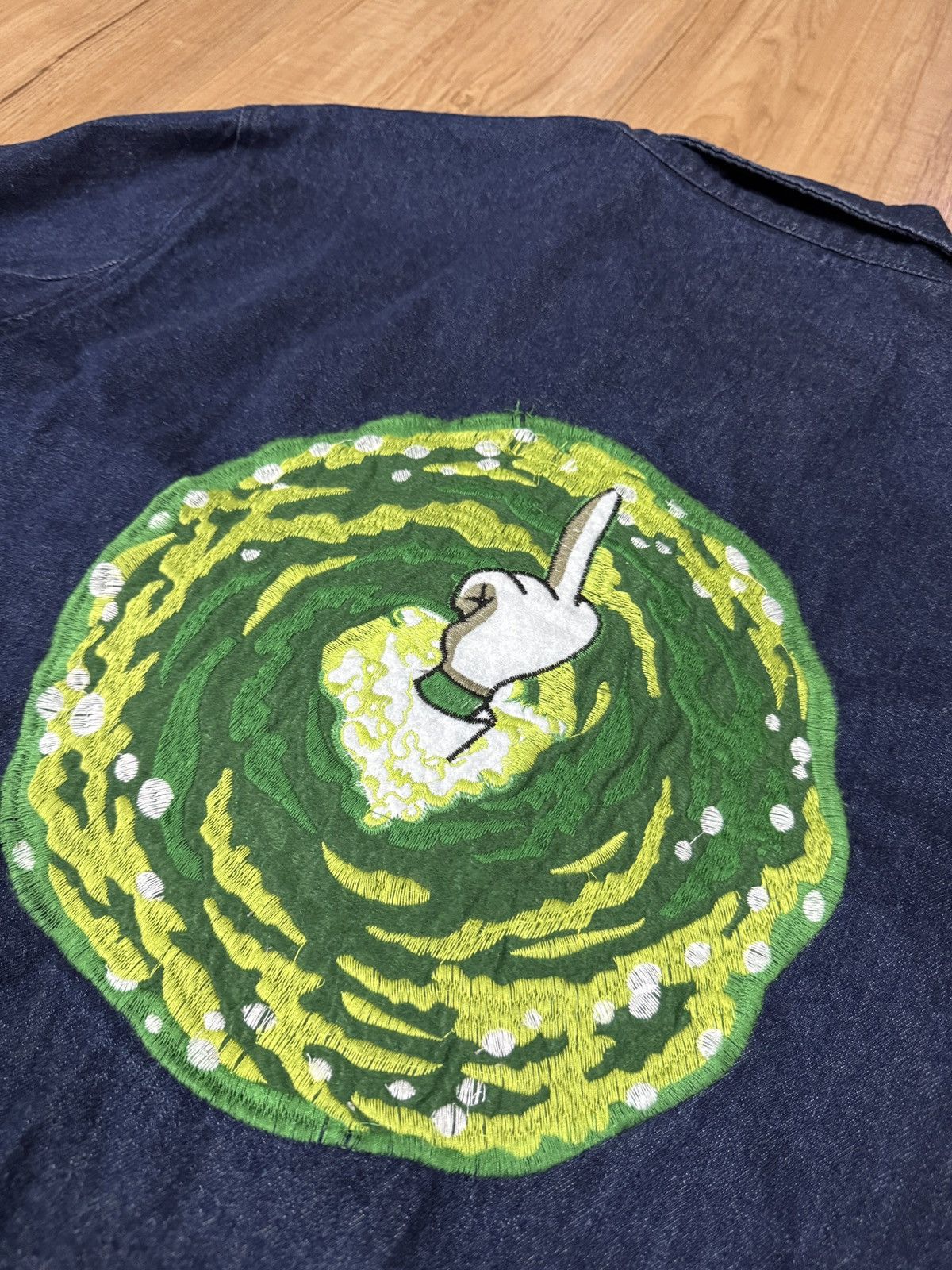 Cartoon Network Rick And Morty fuck finger embroidery denim jacket Size US XL / EU 56 / 4 - 4 Thumbnail