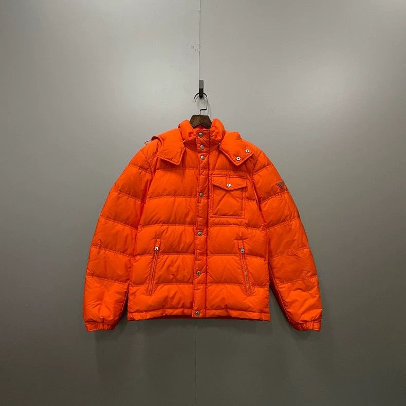 Prada Prada Orange Puffer Jacket with Triangle Logo Size US M / EU 48-50 / 2 - 1 Thumbnail