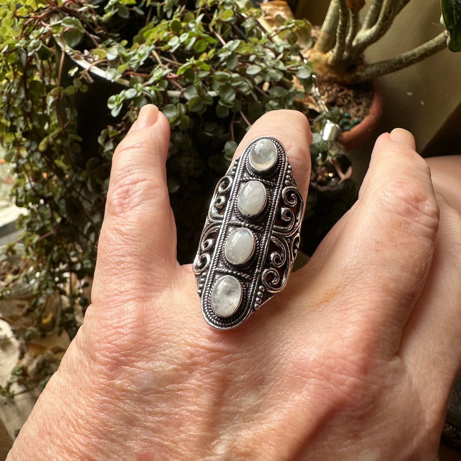 The Unbranded Brand Moonstone Sterling Silver Boho Ring Size 8 Size ONE SIZE - 3 Thumbnail