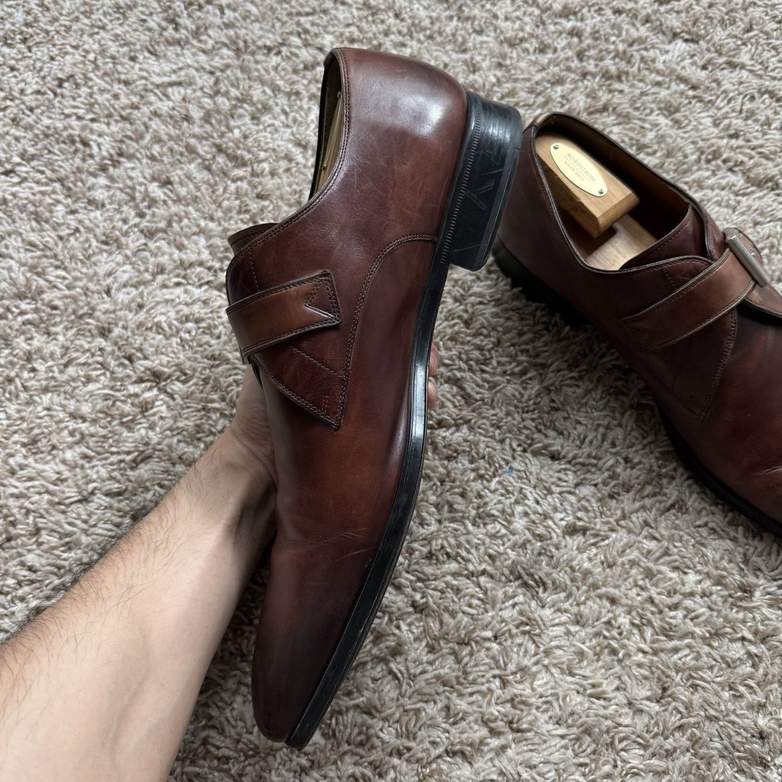Magnanni Magnanni Marco II Single Monk Strap Brown Leather Dress Shoe Size US 13 / EU 46 - 10 Thumbnail