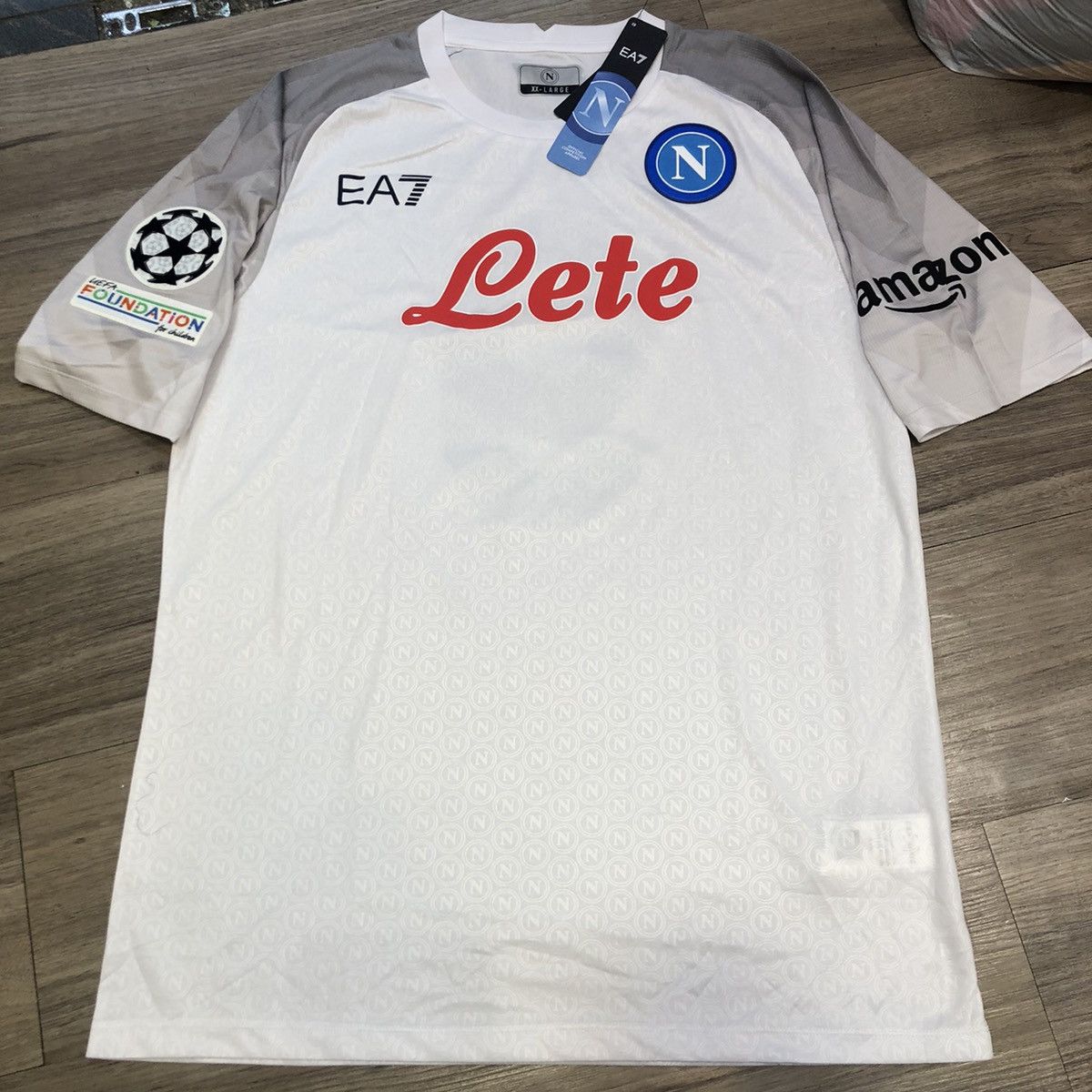 image of Soccer Jersey Napoli 22/23 Player Issue Euro Jersey 9 Osimhen in White, Men's (Size 2XL)