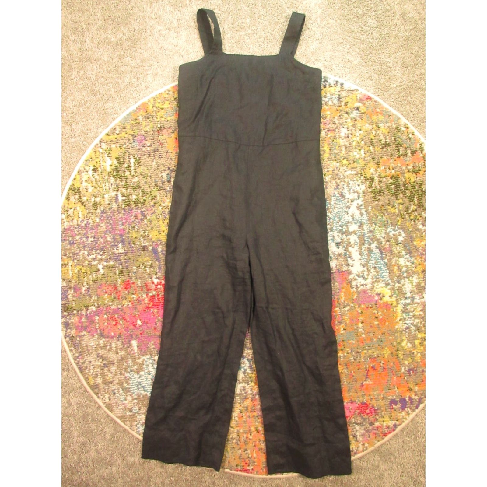 Everlane Everlane Linen Square Neck Jumpsuit Womens 2 Black Crop Sleeveless One-Piece Bohemian Modern Jumpsuit Womens Size XS / US 0-2 / IT 36-38 - 2 Thumbnail