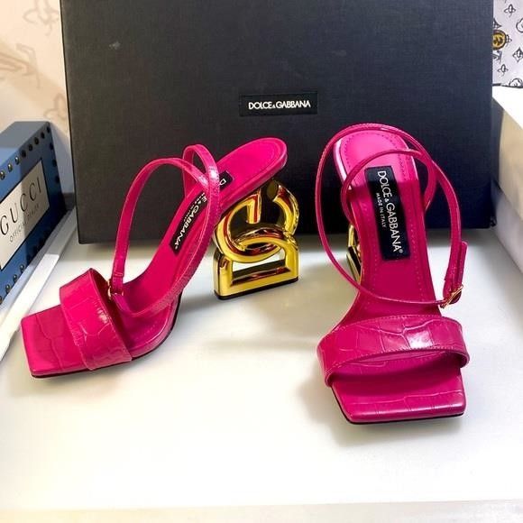 Dolce & Gabbana New Dolce & Gabbana Embossed DG Pink Gold Heel Sandals Size Size US 6 / IT 36 - 4 Thumbnail