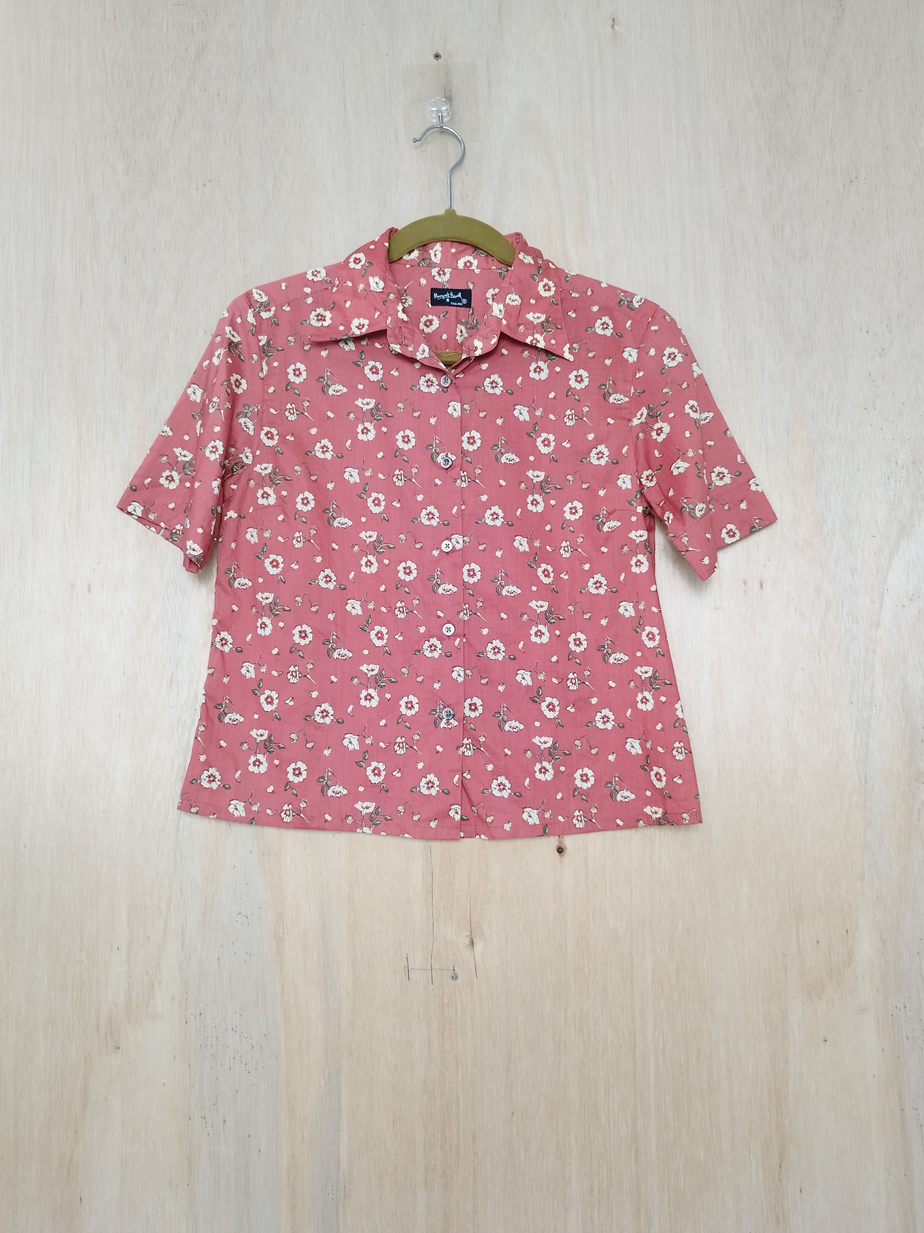 Designer × Margaret Howell MARGARET HOWELL ENGLAND FLORAL BROWN BUTTON DOWN BLOUSE Size S / US 4 / IT 40 - 1 Thumbnail