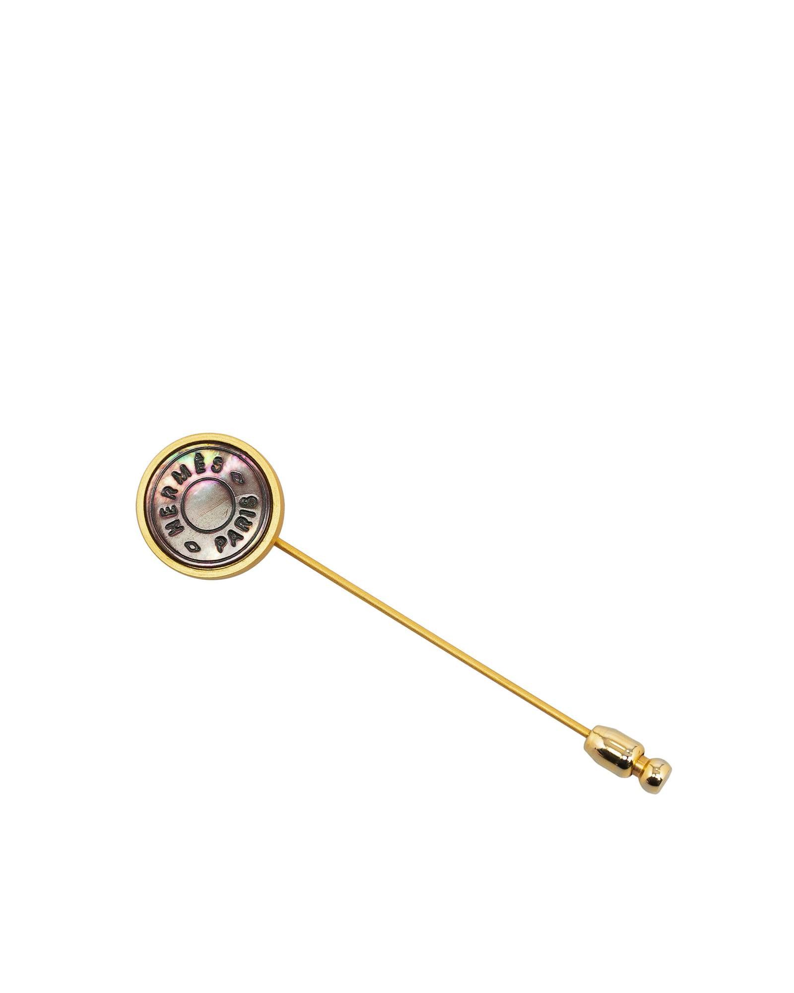 image of Hermes Engraved Gold-Tone Stick Pin With Pin Closure, Women's