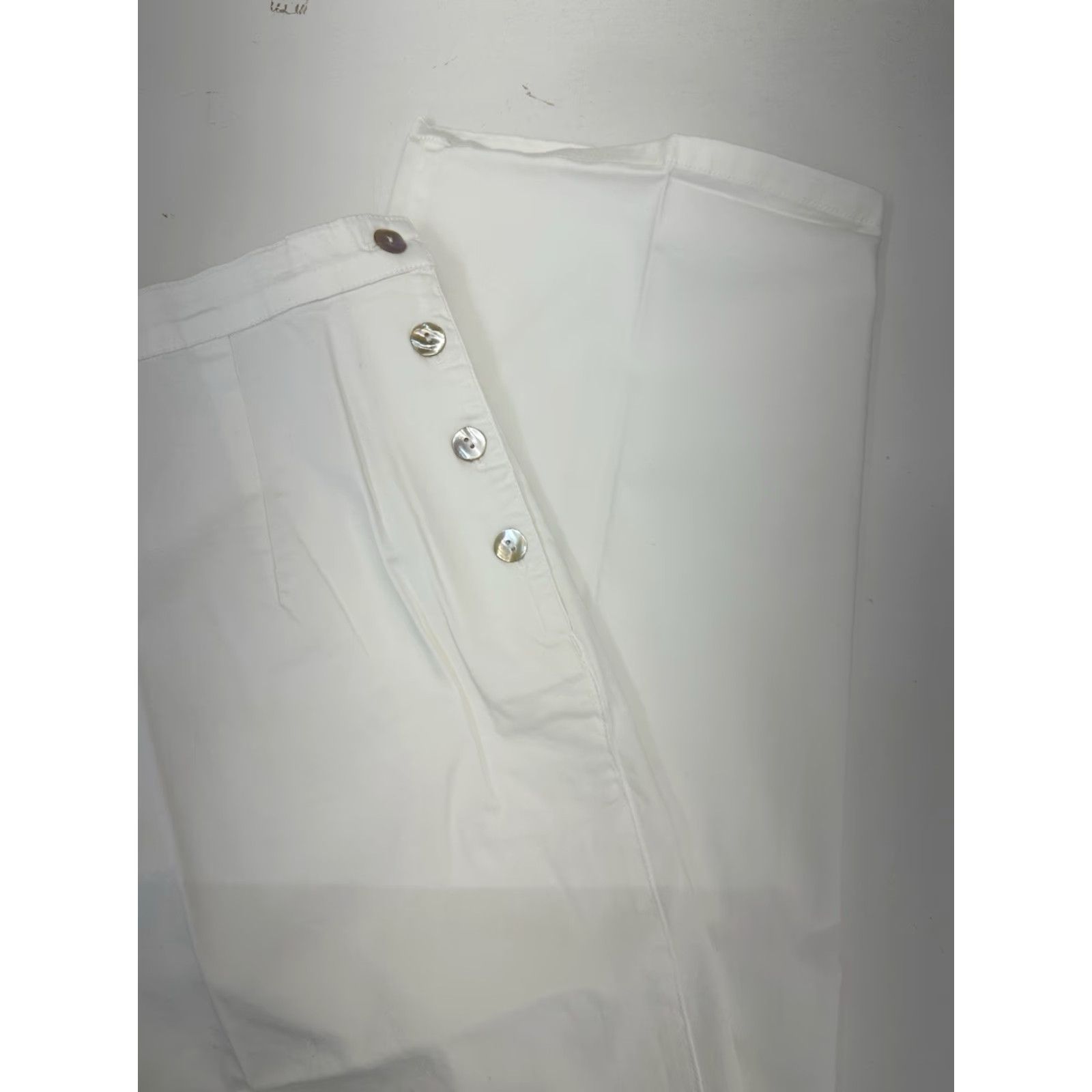 Orvis Orvis Womens Pants Size 16 White Side-Button City Pants USA Made Size 38" / US 16 / IT 52 - 2 Thumbnail