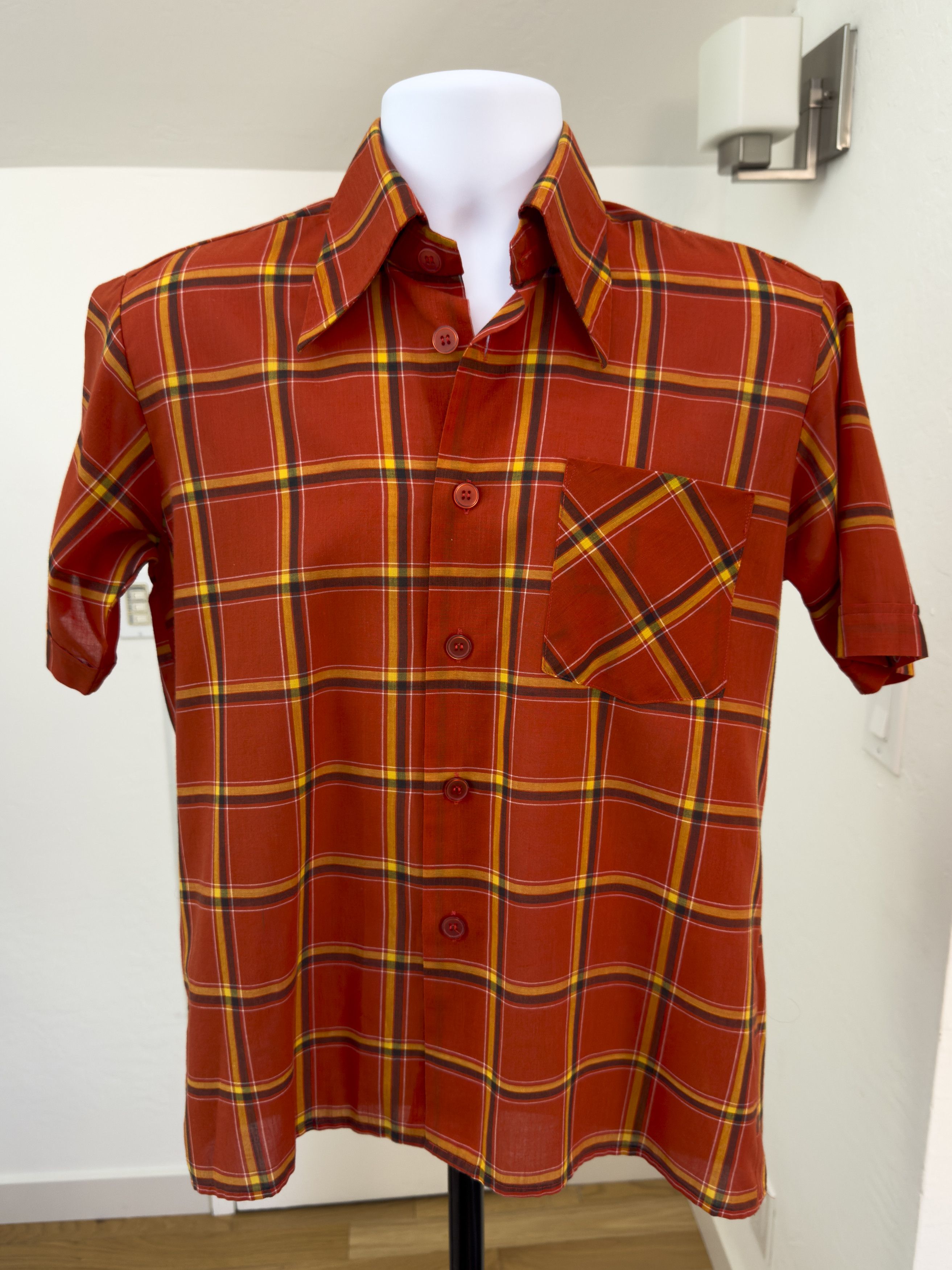 Other Vintage La Chemise Royal Orange Plaid Shirt Size US M / EU 48-50 / 2 - 2 Thumbnail