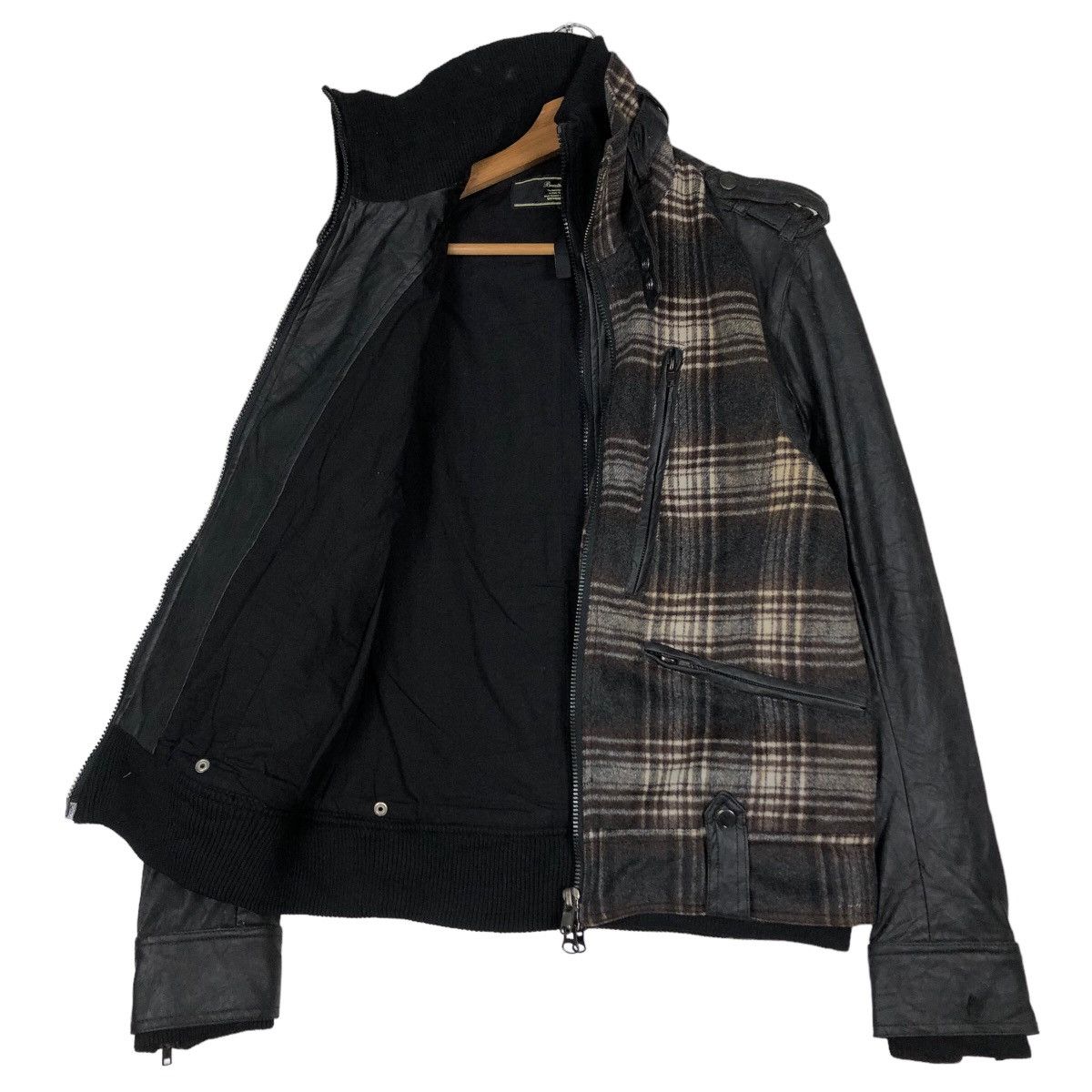 Japanese Brand 🔥Vintage Biker Jacket Leather Handling BreathMint Tartan Size US M / EU 48-50 / 2 - 11 Thumbnail