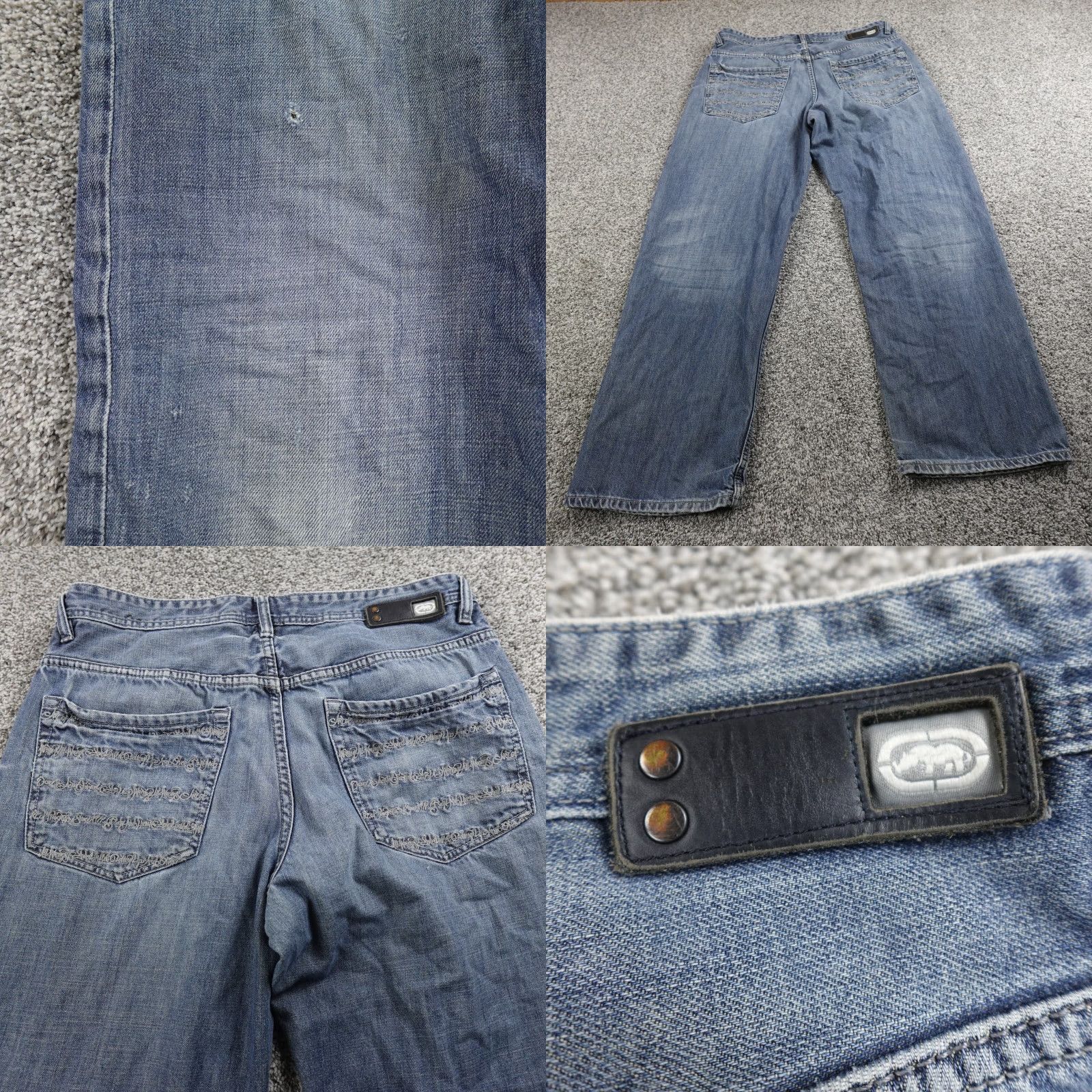 Ecko Unltd. Ecko Unltd. Jeans Mens 36X32 Dark Blue Denim Wide-Leg Baggy VTG Y2K 90s Grunge Skate Hip Hop Retro 5-Pocket Relaxed Jeans Mens Size US 36 / EU 52 - 9 Thumbnail