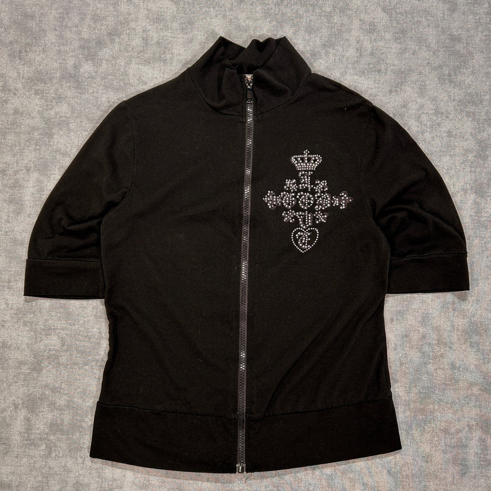 Vintage Y2K Lia Lee rhinestone crown full zip crop shacket wms XS Size S / US 4 / IT 40 - 1 Thumbnail