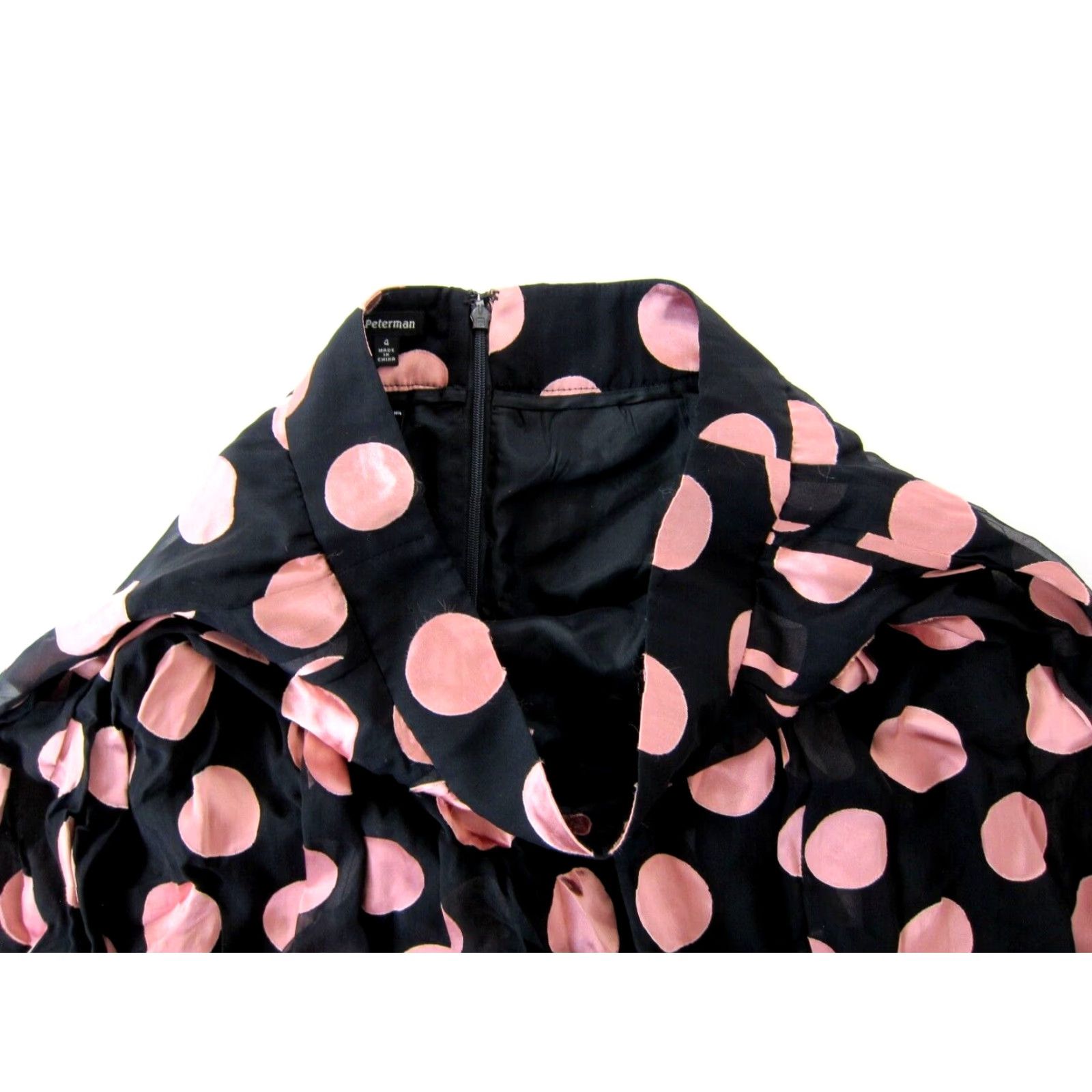 Vintage J. Peterman Silk Pink Black Polka Dot A-Line Pleated Knee Length Skirt Women 4 Size 27" / US 4 / IT 40 - 5 Thumbnail