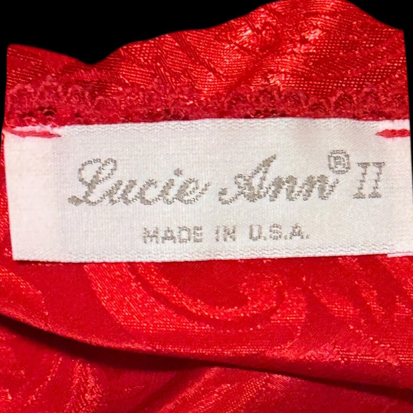Designer Vtg Holiday Red Satin Lace Lucie Ann II Chemise Nightgown M Size ONE SIZE - 7 Thumbnail
