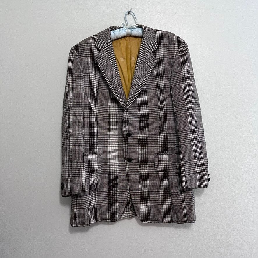Vintage Vintage black and white Glen Check plaid blazer sport coat Size 44R - 2 Thumbnail
