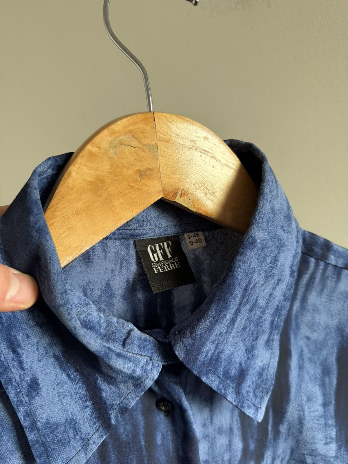 Gianfranco Ferre Vintage Gianfranco Ferré Blue Pattern Shirt Size L / US 10 / IT 46 - 6 Thumbnail