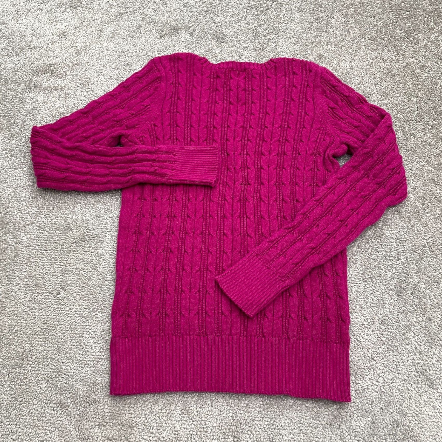Vintage St John's Bay Pullover Sweater Womens Medium Pink Cable Knit V-Neck Cotton Nylon Long Sleeve Solid Designer Regular Size M / US 6-8 / IT 42-44 - 2 Thumbnail