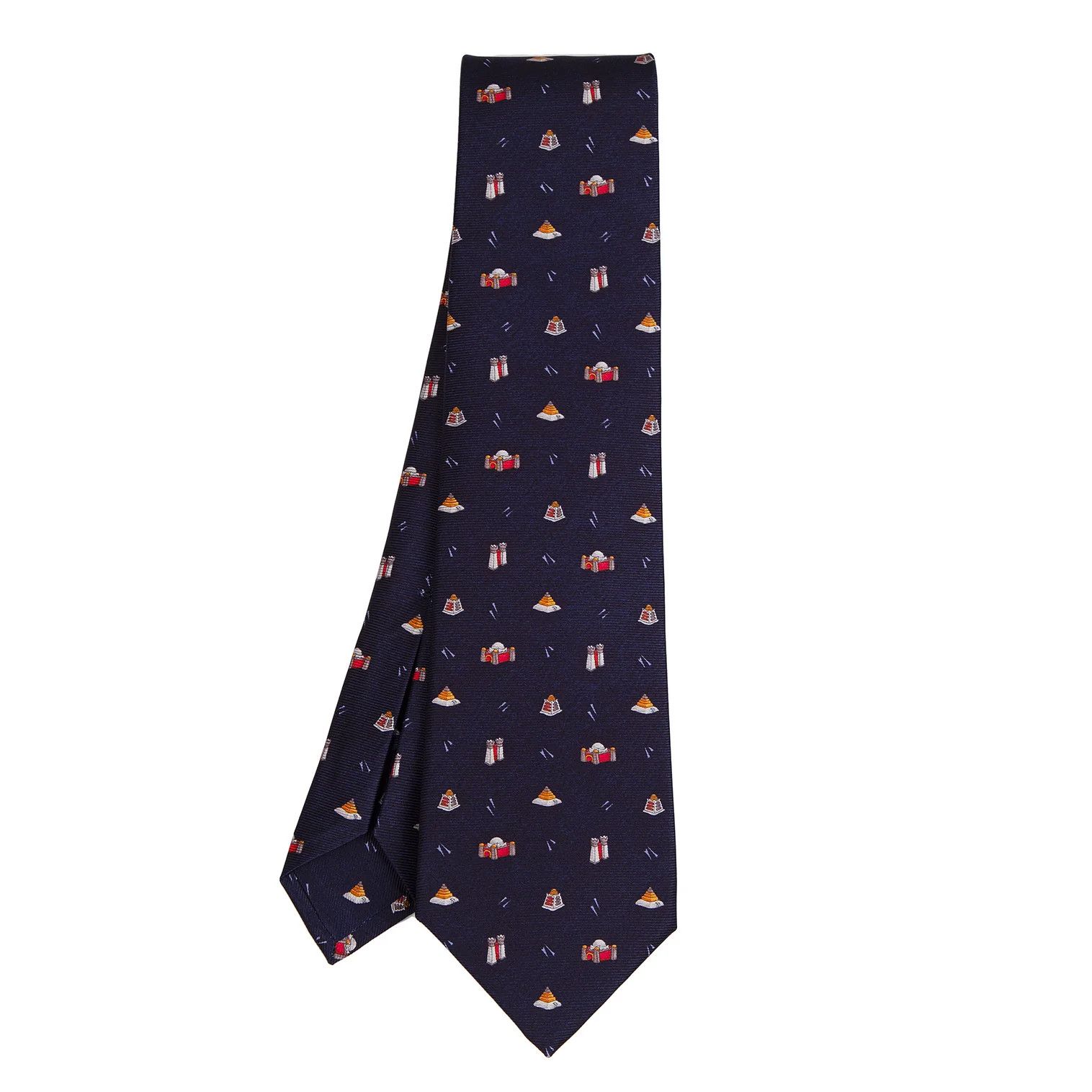 Bvlgari Silk Architectural Print Tie in Navy Blue Size ONE SIZE - 1 Thumbnail