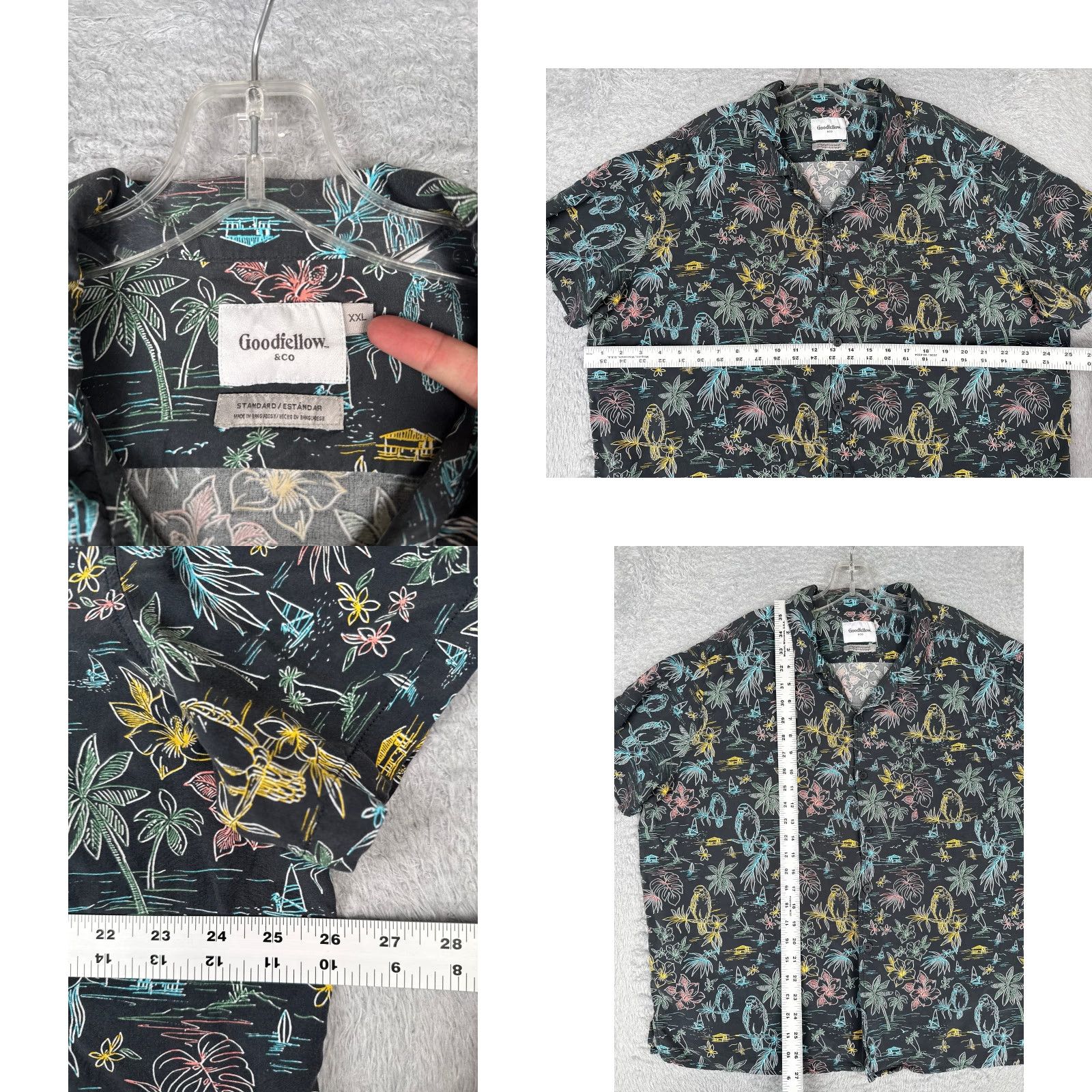 Vintage Goodfellow & Co Shirt Men 2XL XXL Black Macaws AOP Hawaiian Button Up 100% Rayon Size US XXL / EU 58 / 5 - 8 Thumbnail