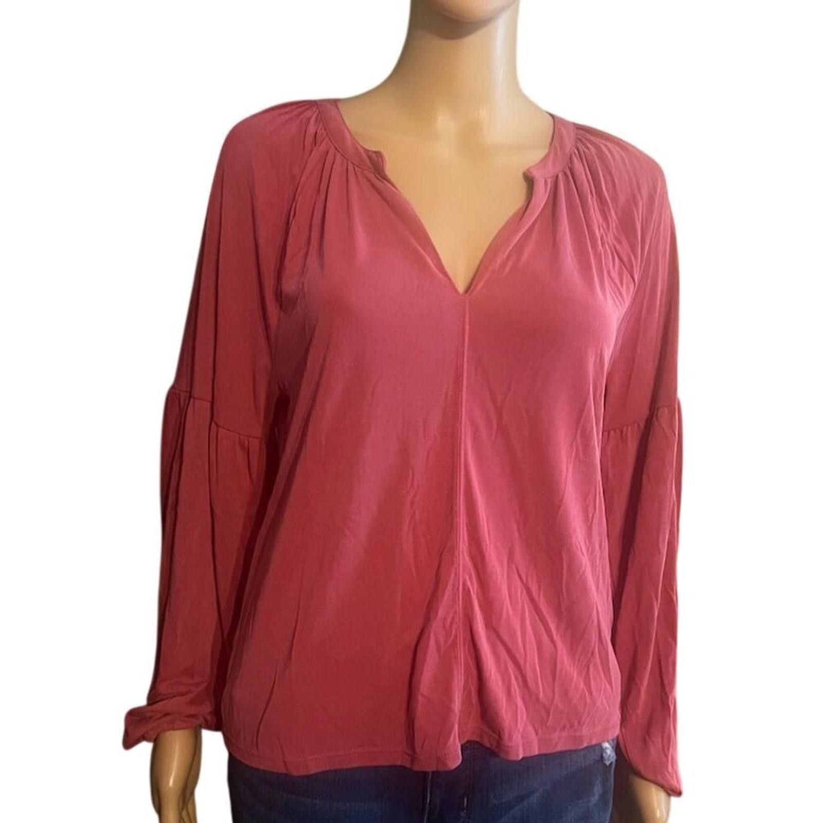 Lucky Brand Lucky Brand Women's Long Sleeve V-Neck Blouse Pink Size S Size S / US 4 / IT 40 - 3 Thumbnail