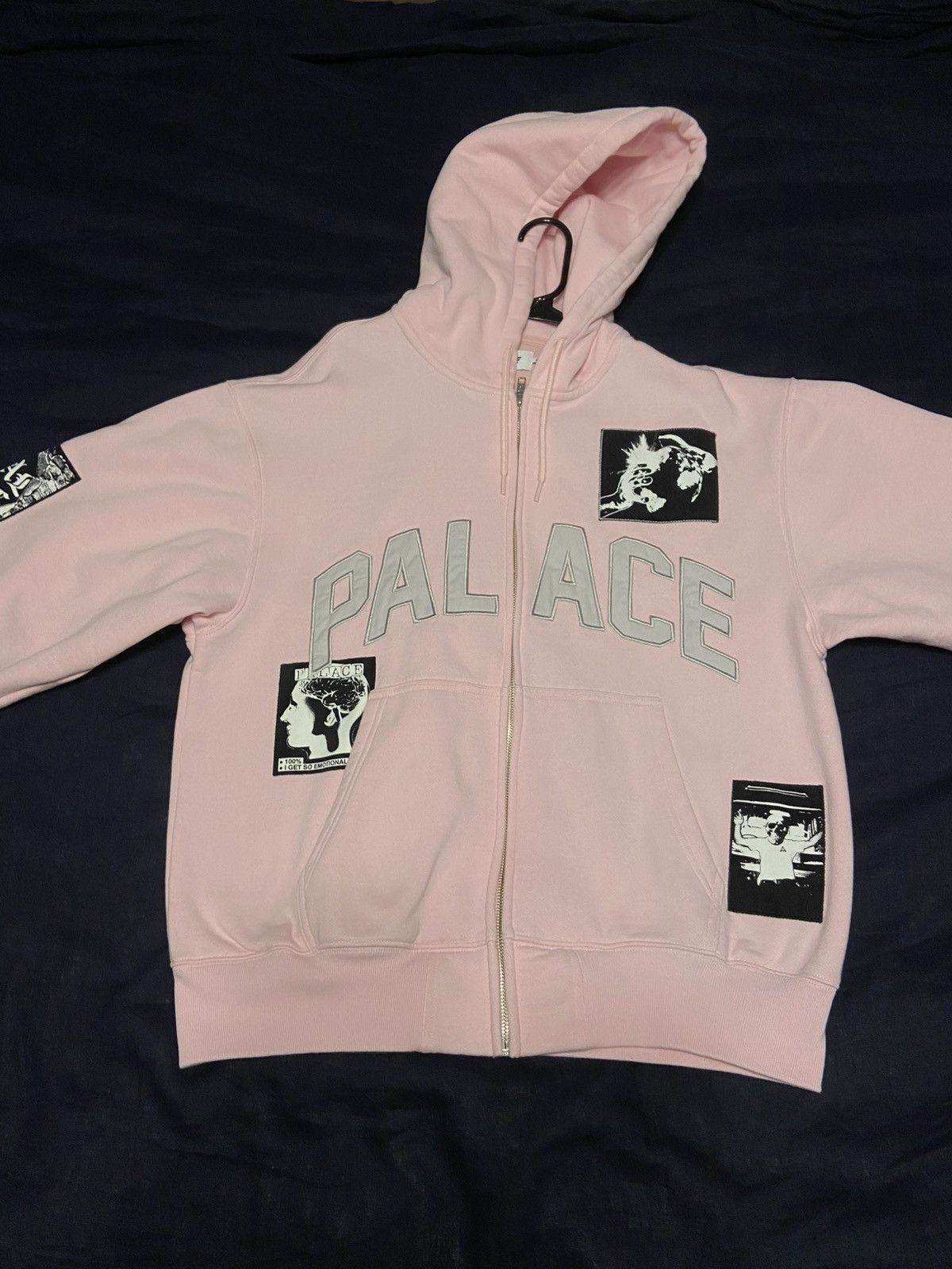 Palace Palace Patch Up Zip Hooded Sweatshirt Grey Marl Hoodie XL