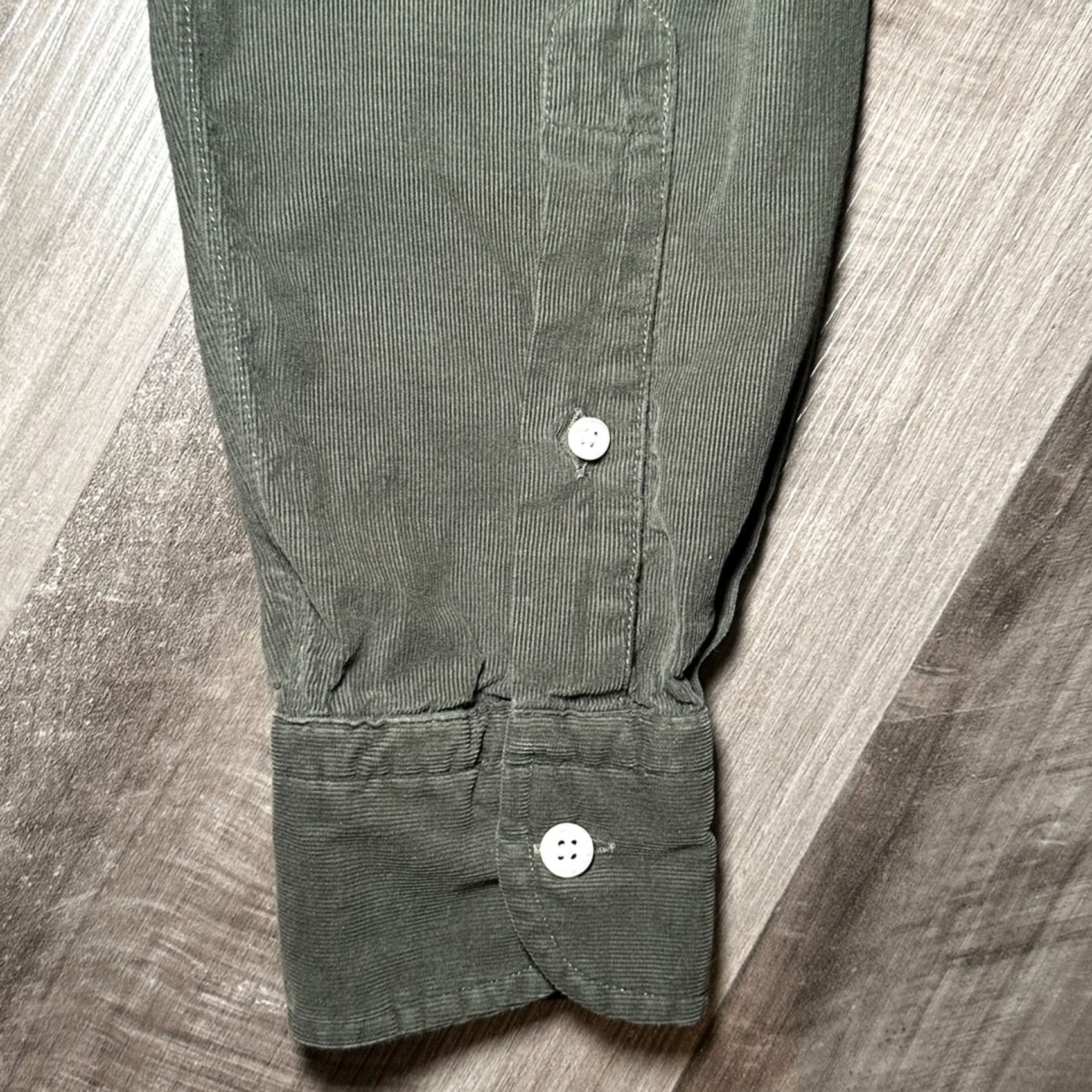 Hamilton Hamilton Olive Green Micro Corduroy Long Sleeve Button Shirt Medium Men Size US M / EU 48-50 / 2 - 4 Thumbnail