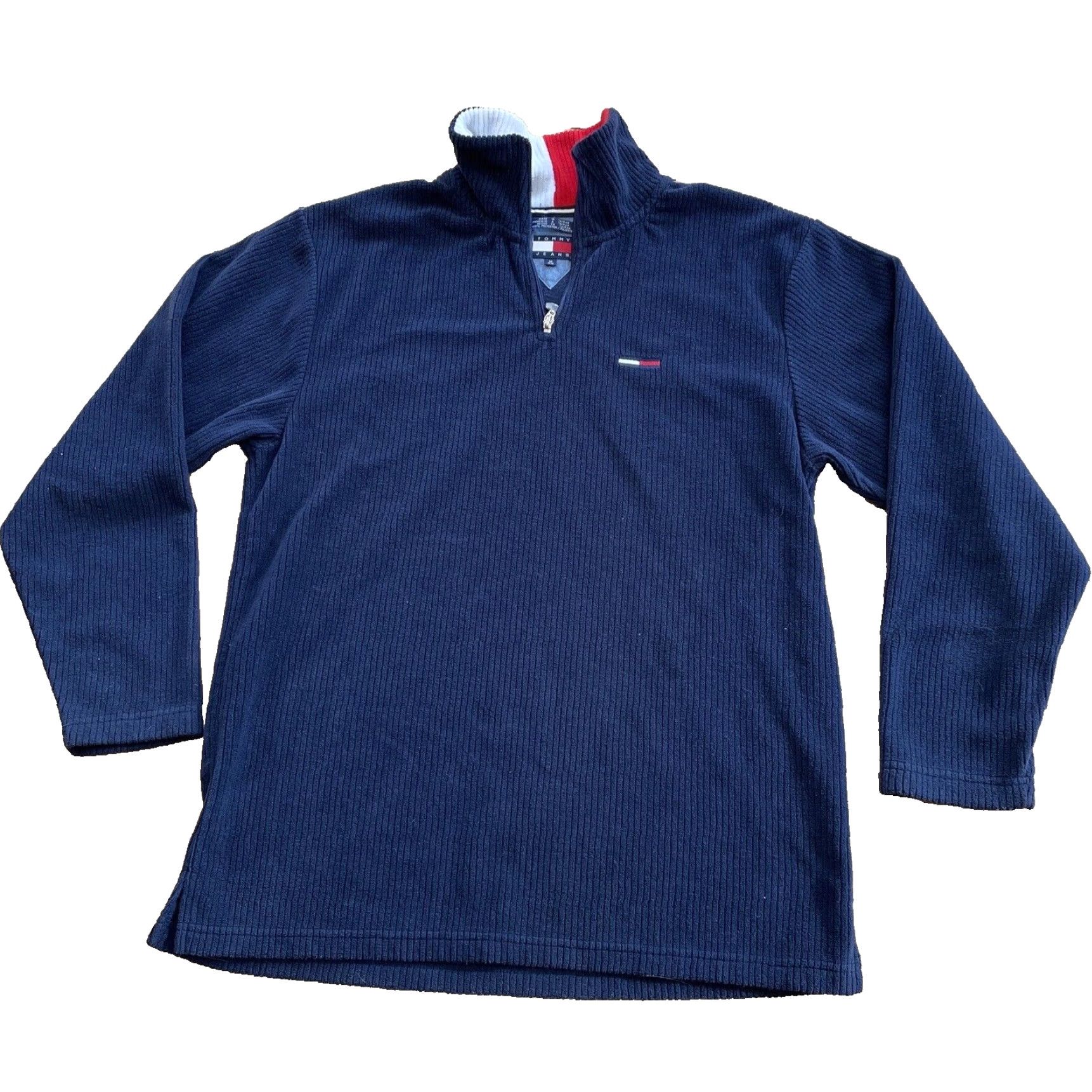 Vintage VINTAGE Tommy Jeans Fleece Sweater Men M Blue 90s Y2k 1/4 Zip Pendant Turtleneck Size US M / EU 48-50 / 2 - 2 Thumbnail