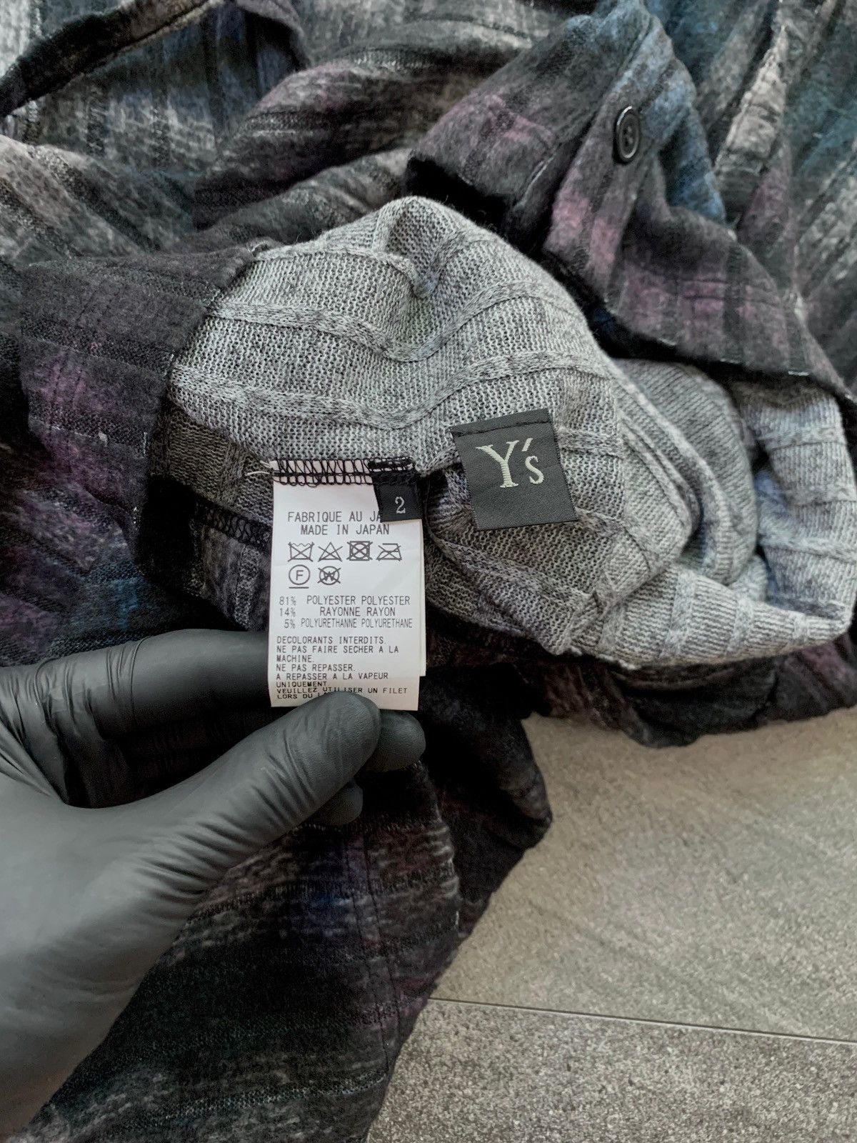 Yohji Yamamoto FREE TAX! Y's Shadow Plaid Knitted Laces Shirt Size US M / EU 48-50 / 2 - 6 Thumbnail