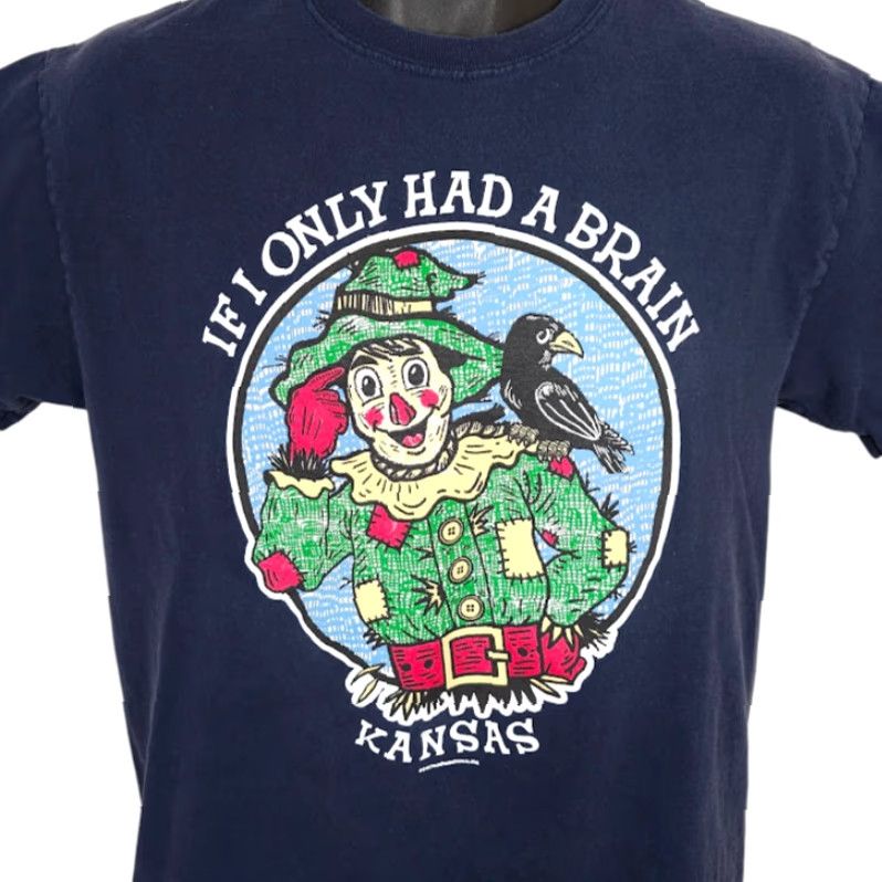 Gildan VINTAGE Kansas T Shirt Mens Size Medium Blue If I Only Had a Brain Scarecrow Wizard Oz Size US M / EU 48-50 / 2 - 2 Thumbnail
